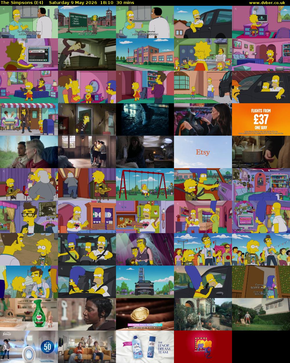 The Simpsons (E4) Saturday 9 May 2026 18:10 - 18:40