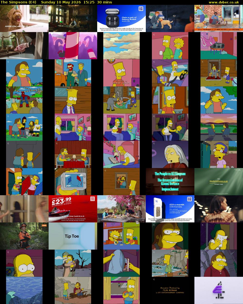 The Simpsons (E4) Sunday 10 May 2026 15:25 - 15:55