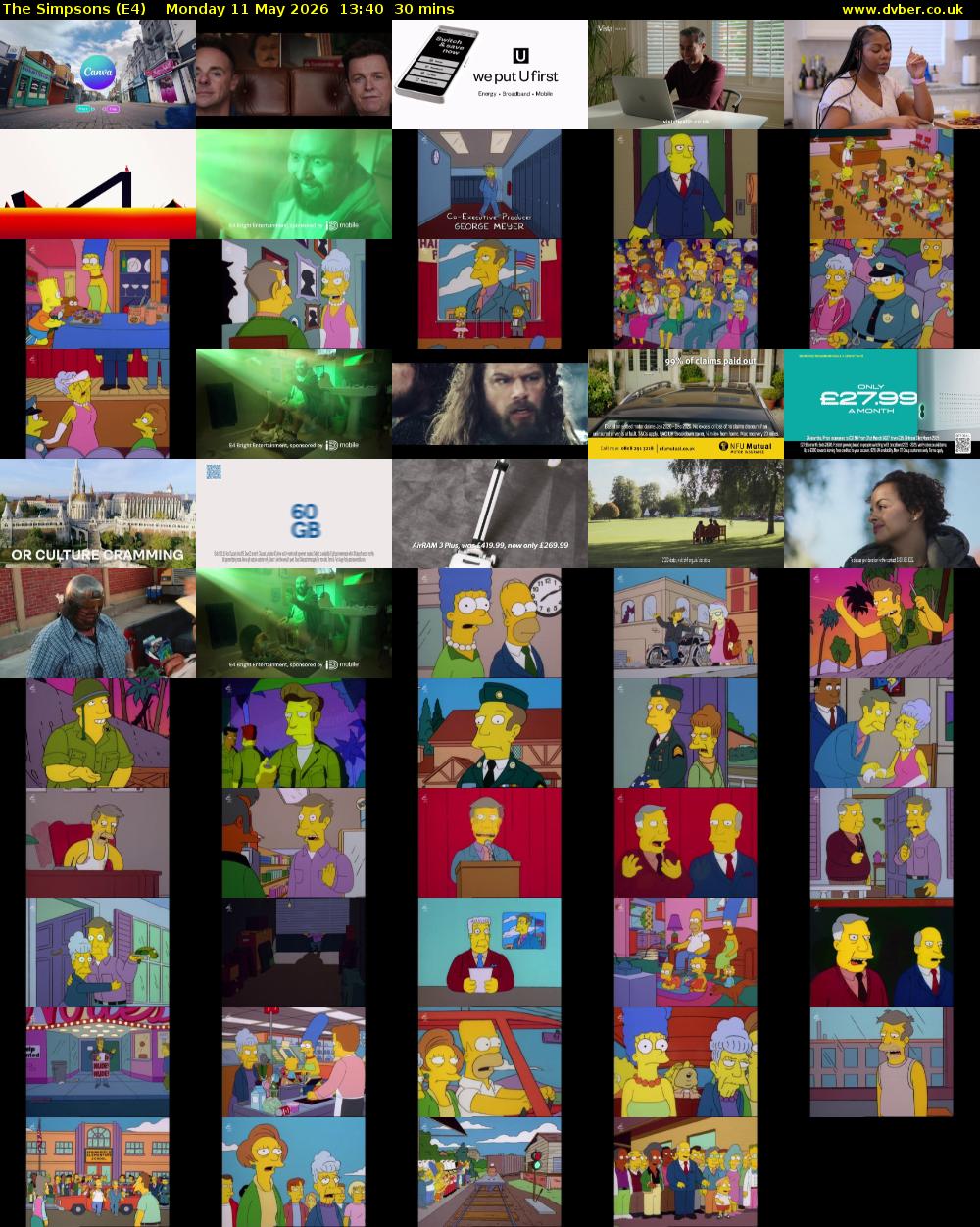The Simpsons (E4) Monday 11 May 2026 13:40 - 14:10