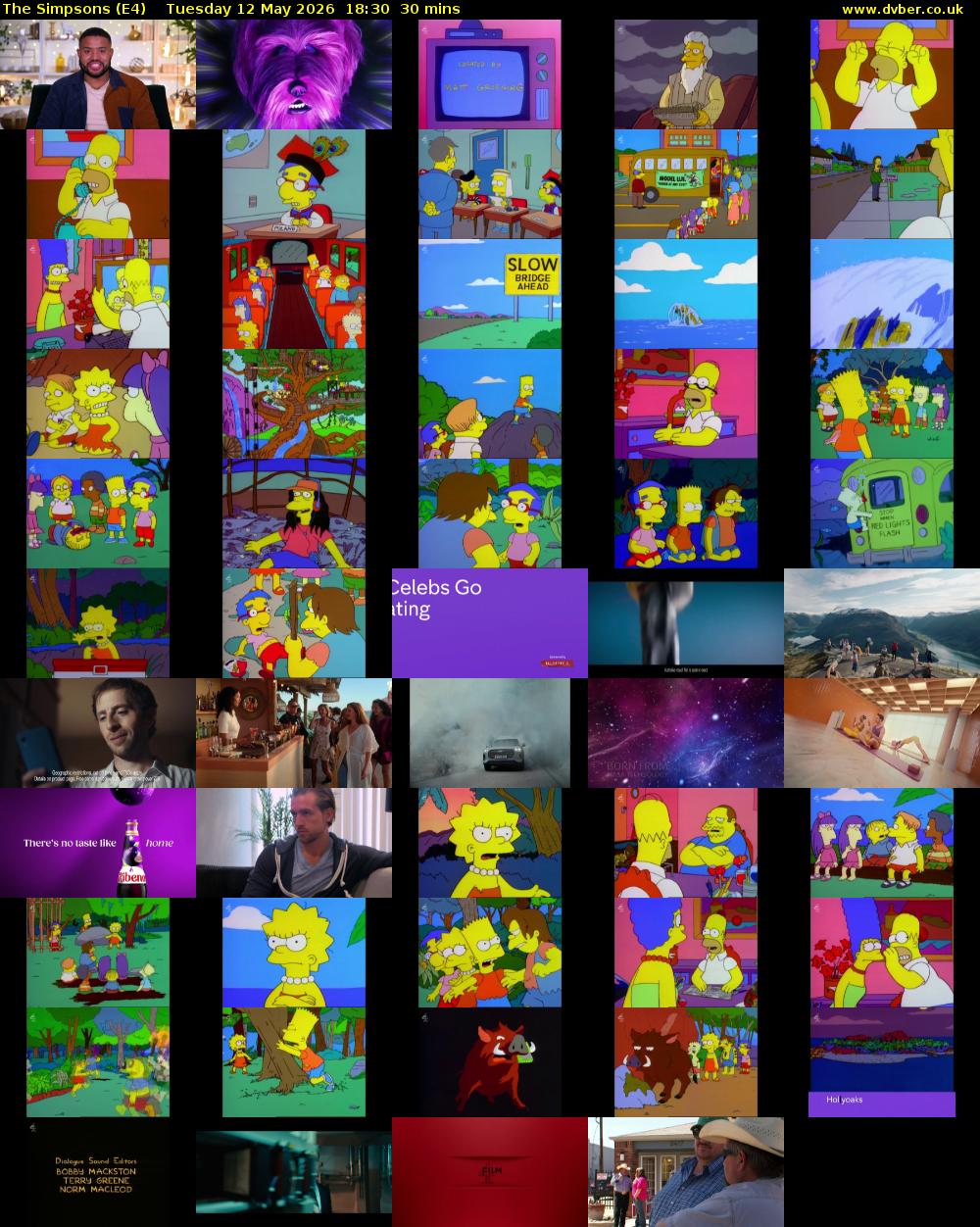 The Simpsons (E4) Tuesday 12 May 2026 18:30 - 19:00