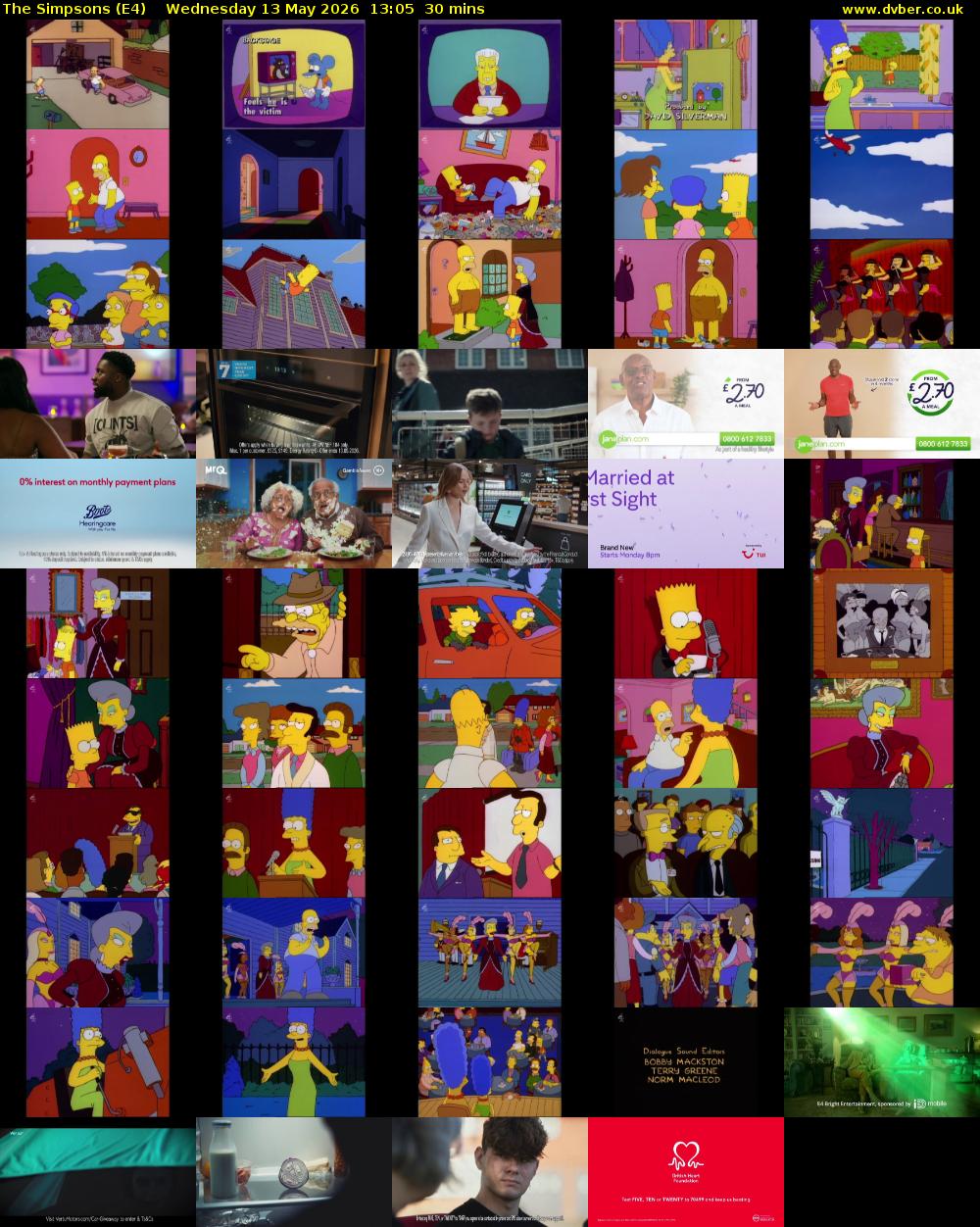 The Simpsons (E4) Wednesday 13 May 2026 13:05 - 13:35