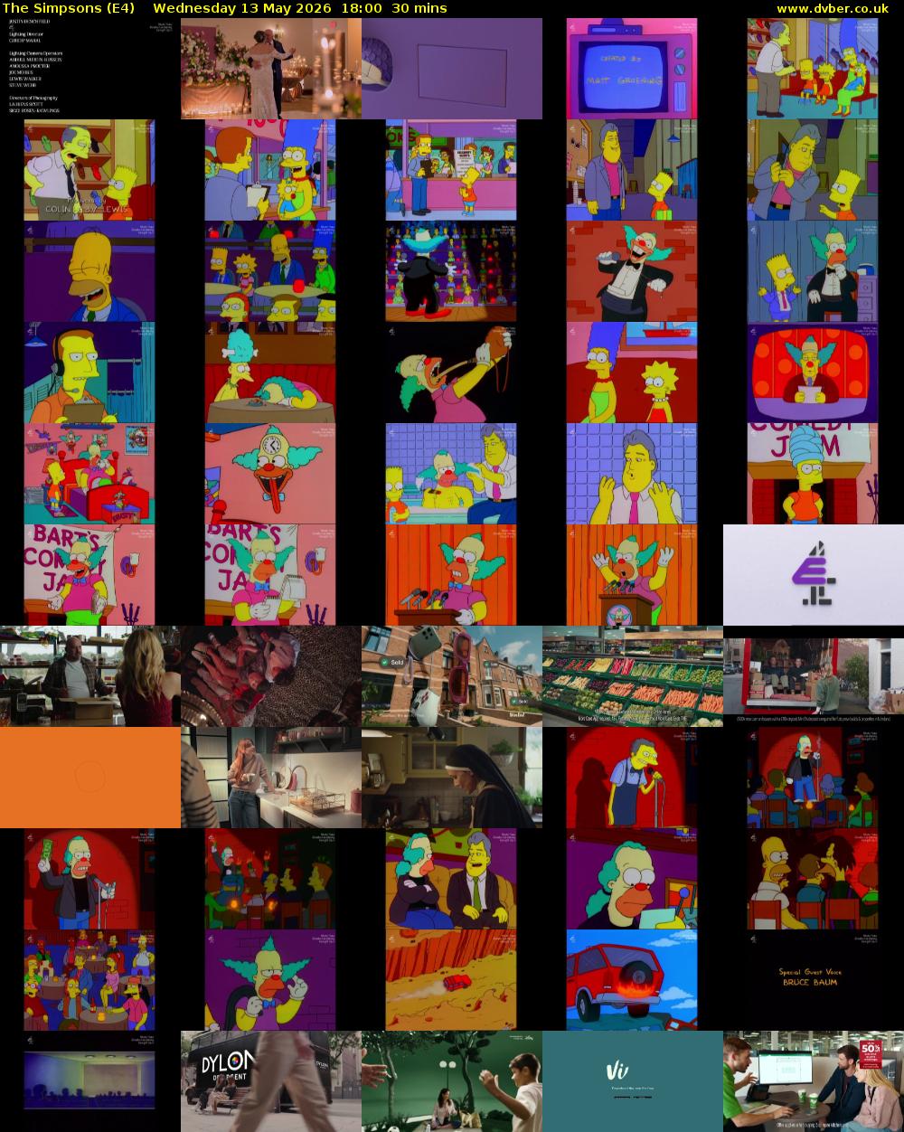 The Simpsons (E4) Wednesday 13 May 2026 18:00 - 18:30