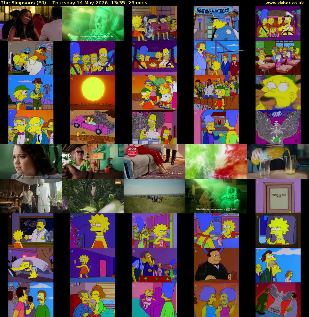 The Simpsons (E4) Thursday 14 May 2026 13:35 - 14:00