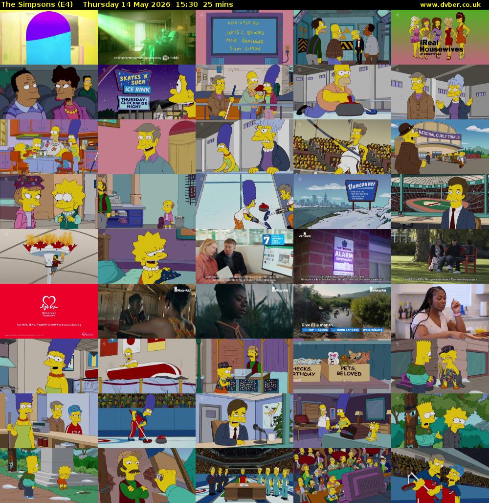 The Simpsons (E4) Thursday 14 May 2026 15:30 - 15:55