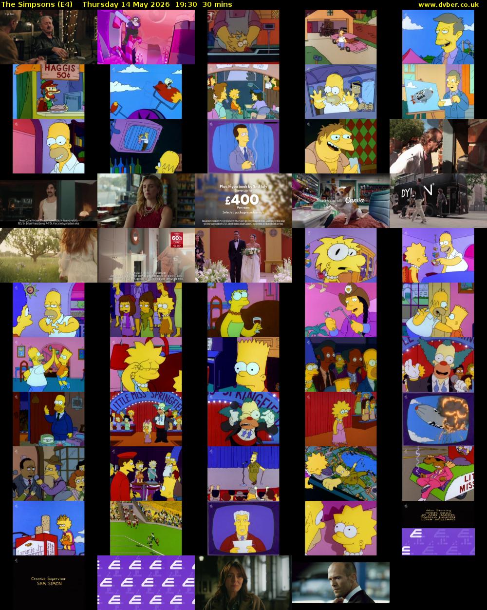 The Simpsons (E4) Thursday 14 May 2026 19:30 - 20:00