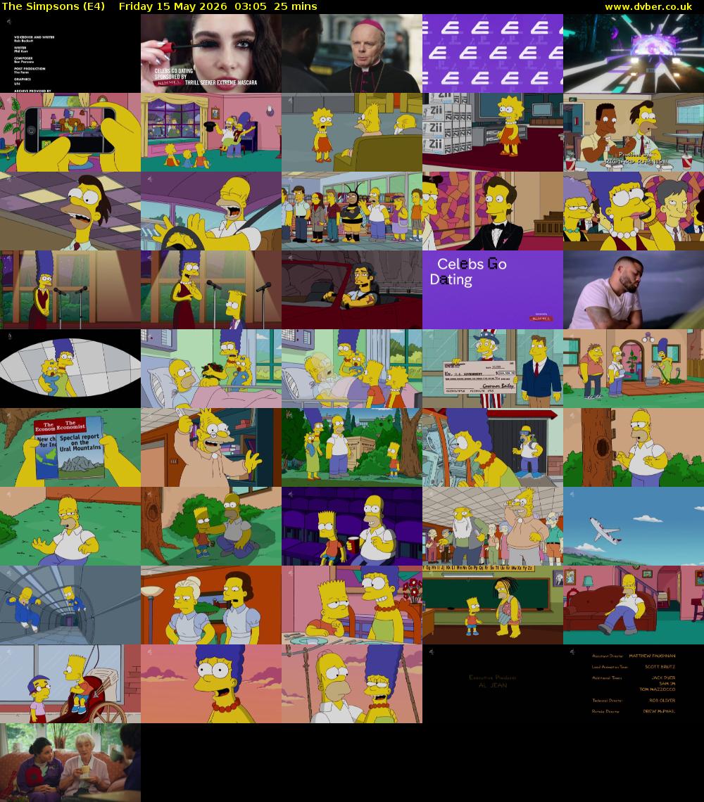 The Simpsons (E4) Friday 15 May 2026 03:05 - 03:30
