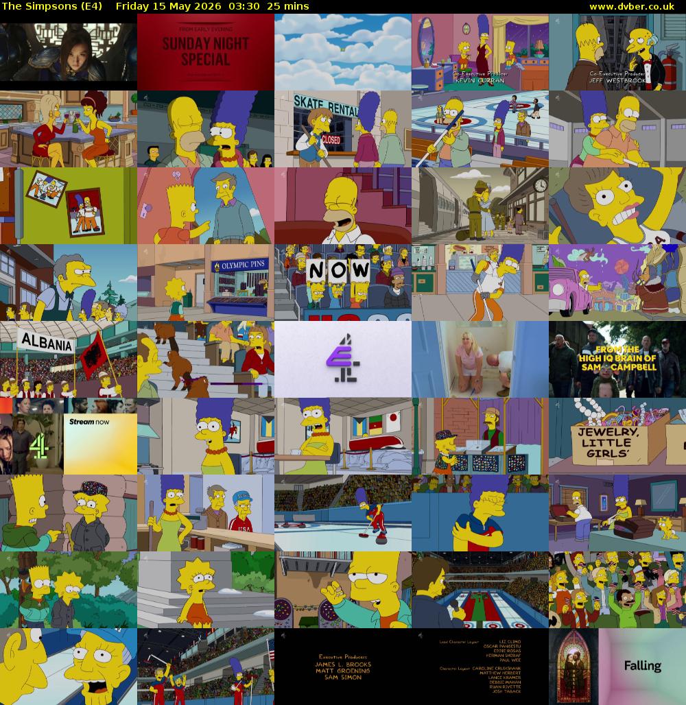 The Simpsons (E4) Friday 15 May 2026 03:30 - 03:55