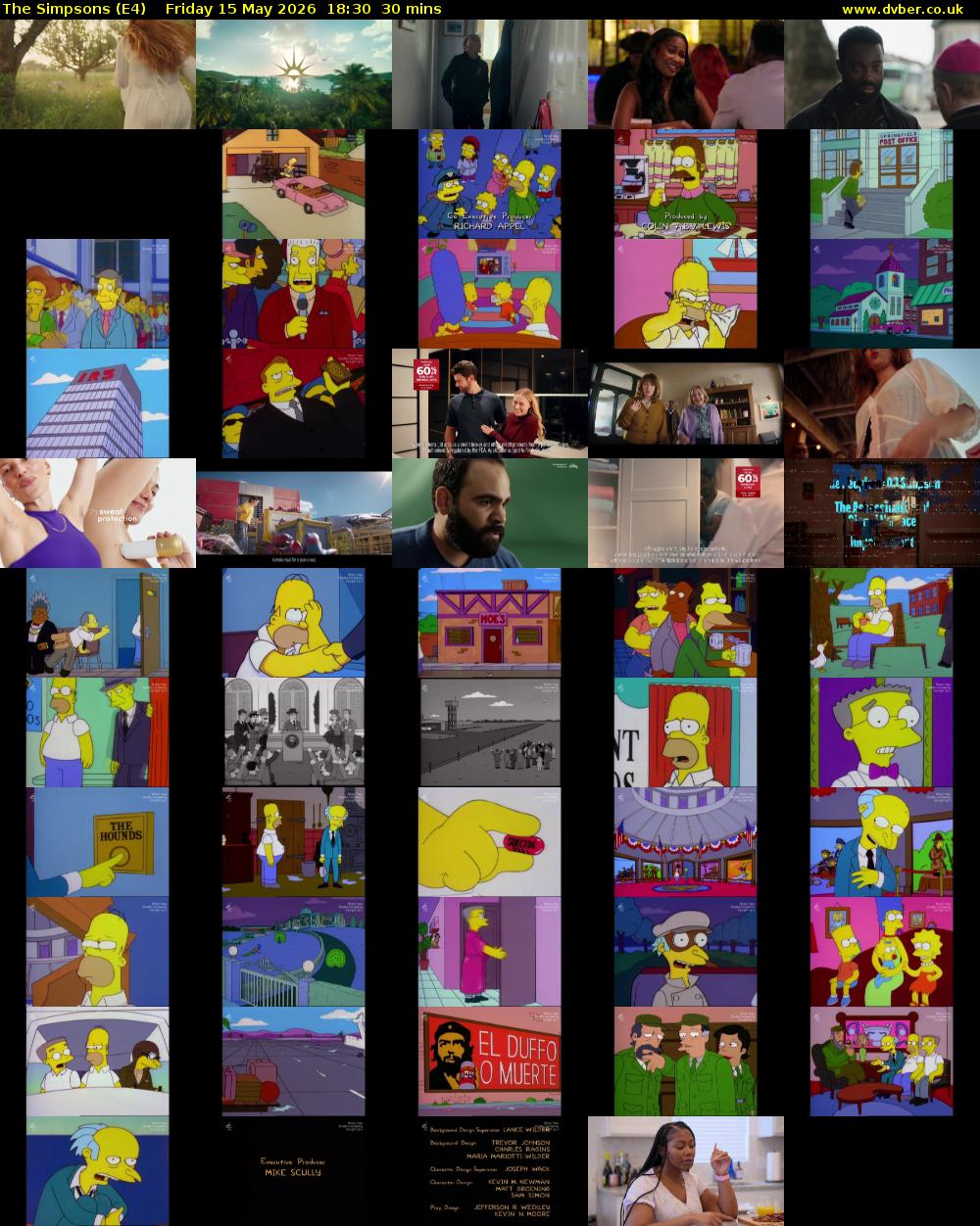 The Simpsons (E4) Friday 15 May 2026 18:30 - 19:00