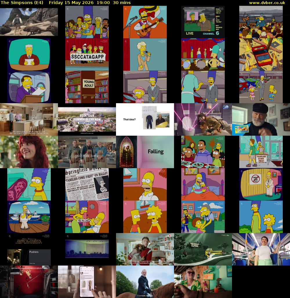 The Simpsons (E4) Friday 15 May 2026 19:00 - 19:30