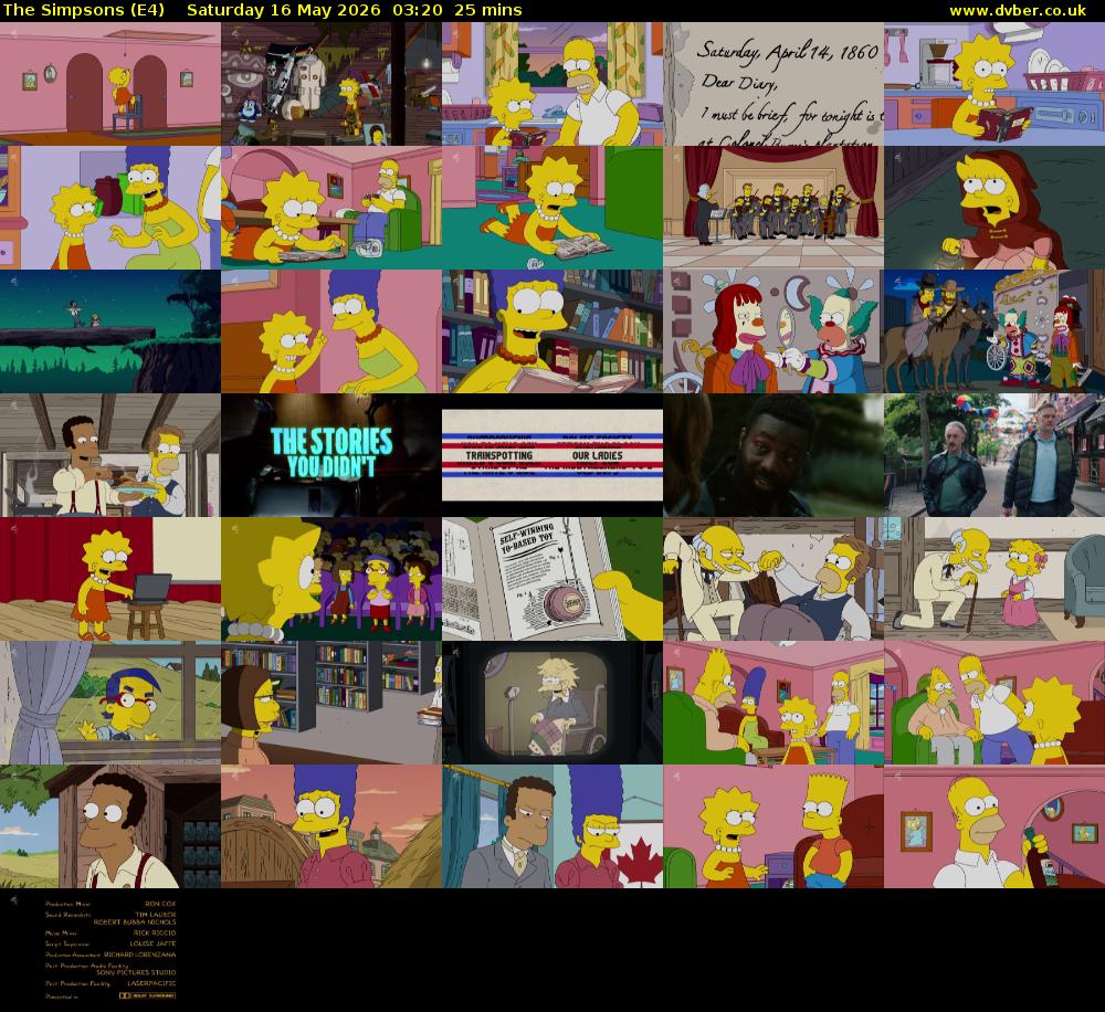 The Simpsons (E4) Saturday 16 May 2026 03:20 - 03:45