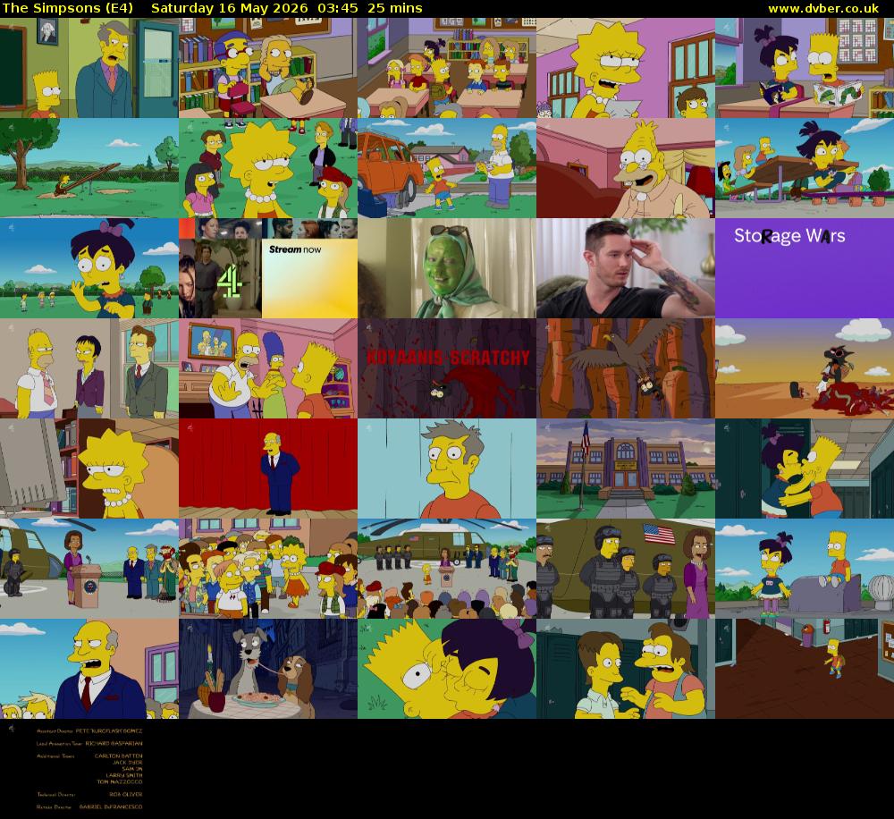 The Simpsons (E4) Saturday 16 May 2026 03:45 - 04:10