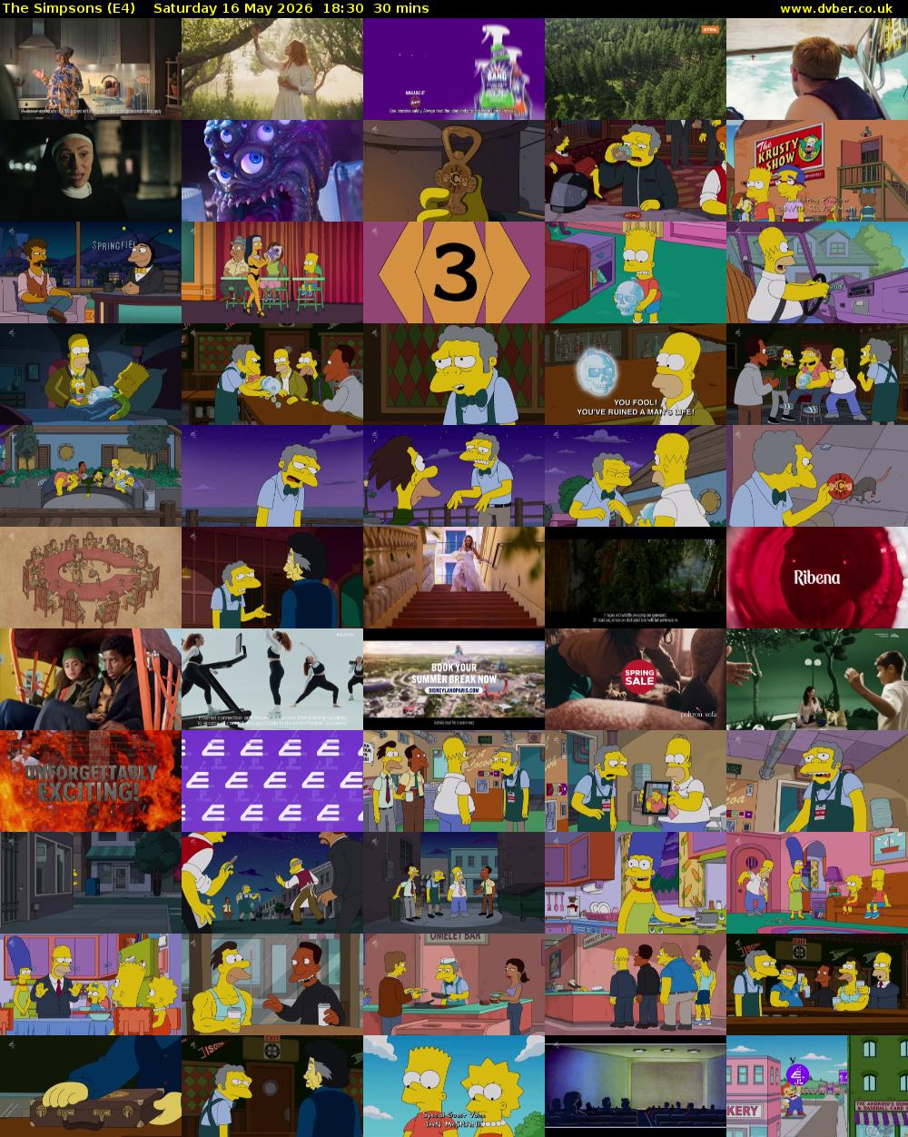 The Simpsons (E4) Saturday 16 May 2026 18:30 - 19:00