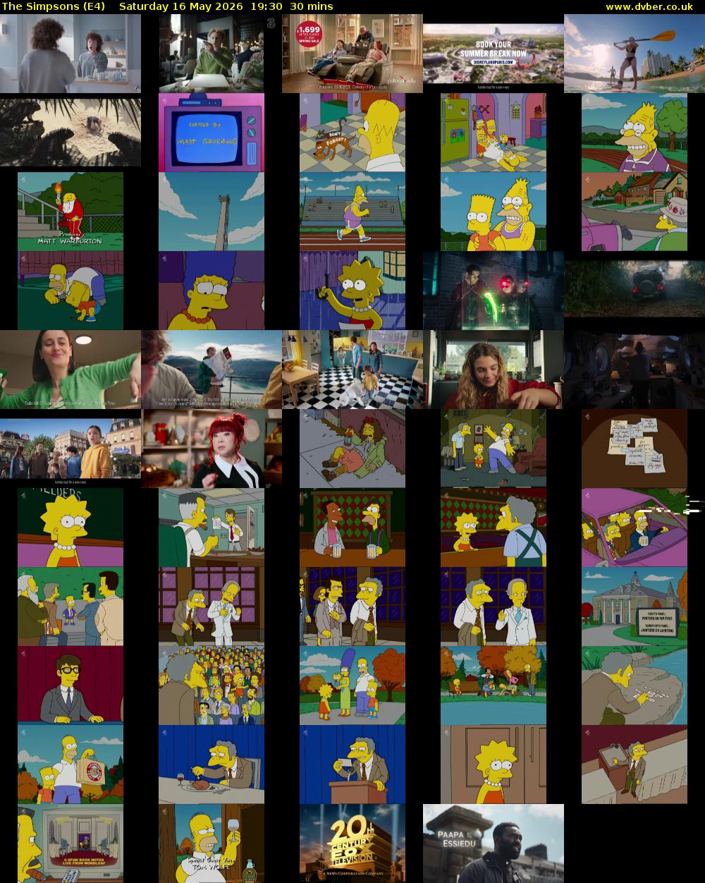 The Simpsons (E4) Saturday 16 May 2026 19:30 - 20:00