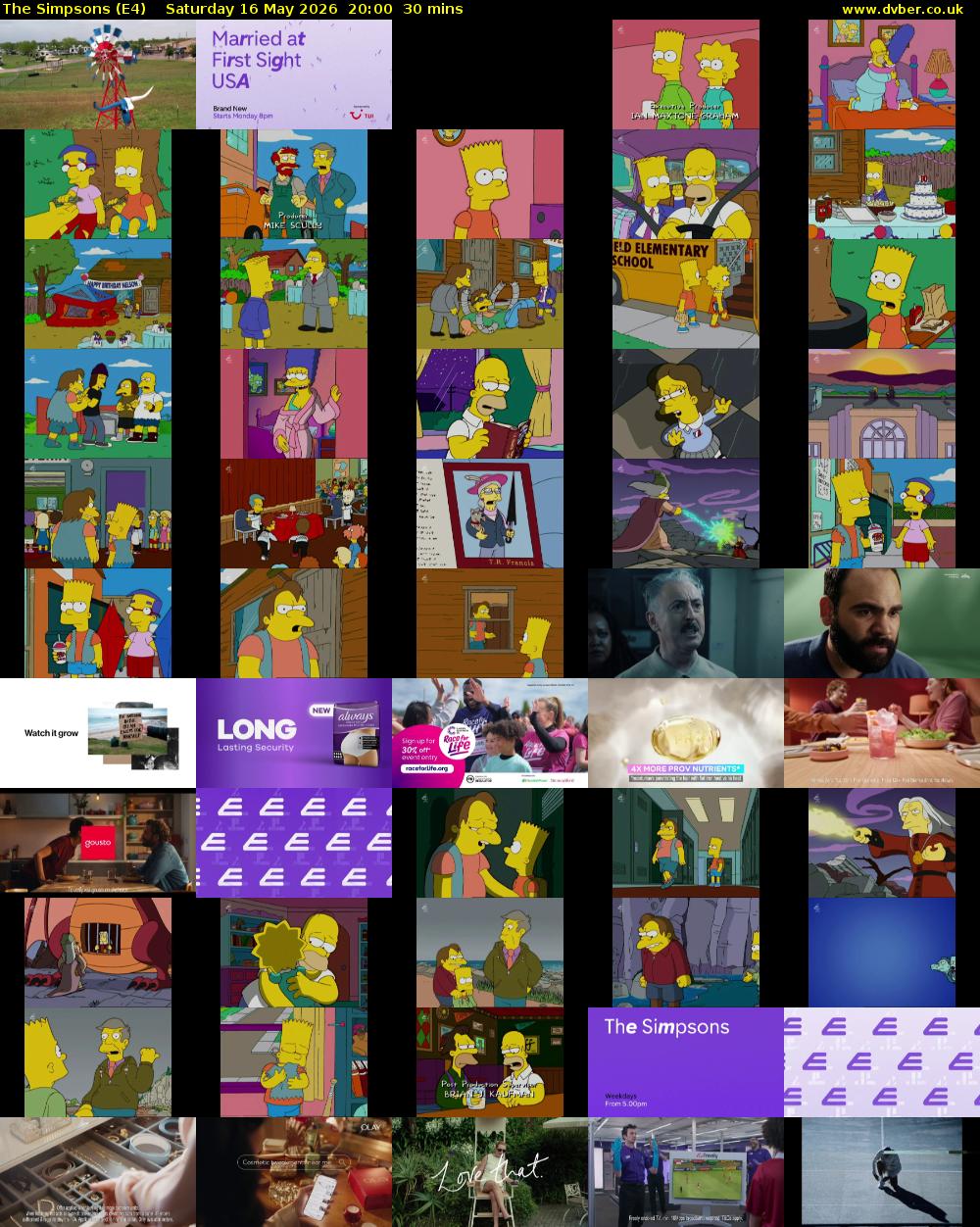 The Simpsons (E4) Saturday 16 May 2026 20:00 - 20:30