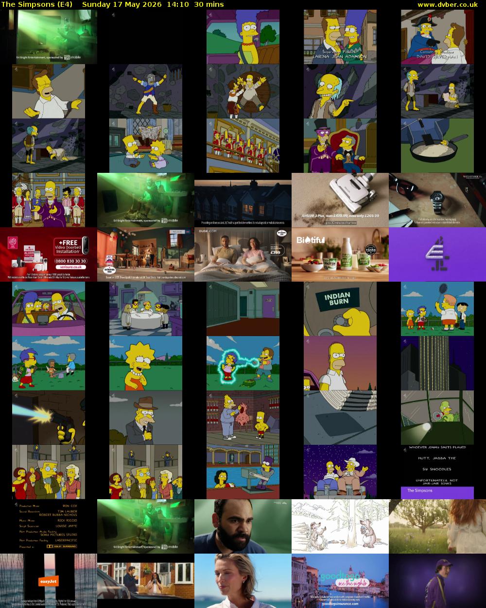 The Simpsons (E4) Sunday 17 May 2026 14:10 - 14:40
