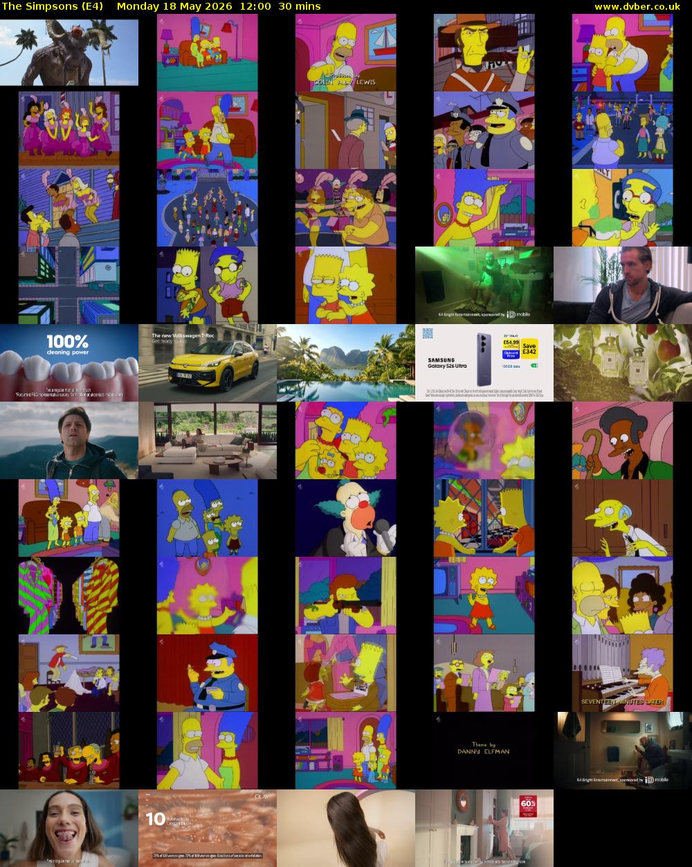The Simpsons (E4) Monday 18 May 2026 12:00 - 12:30