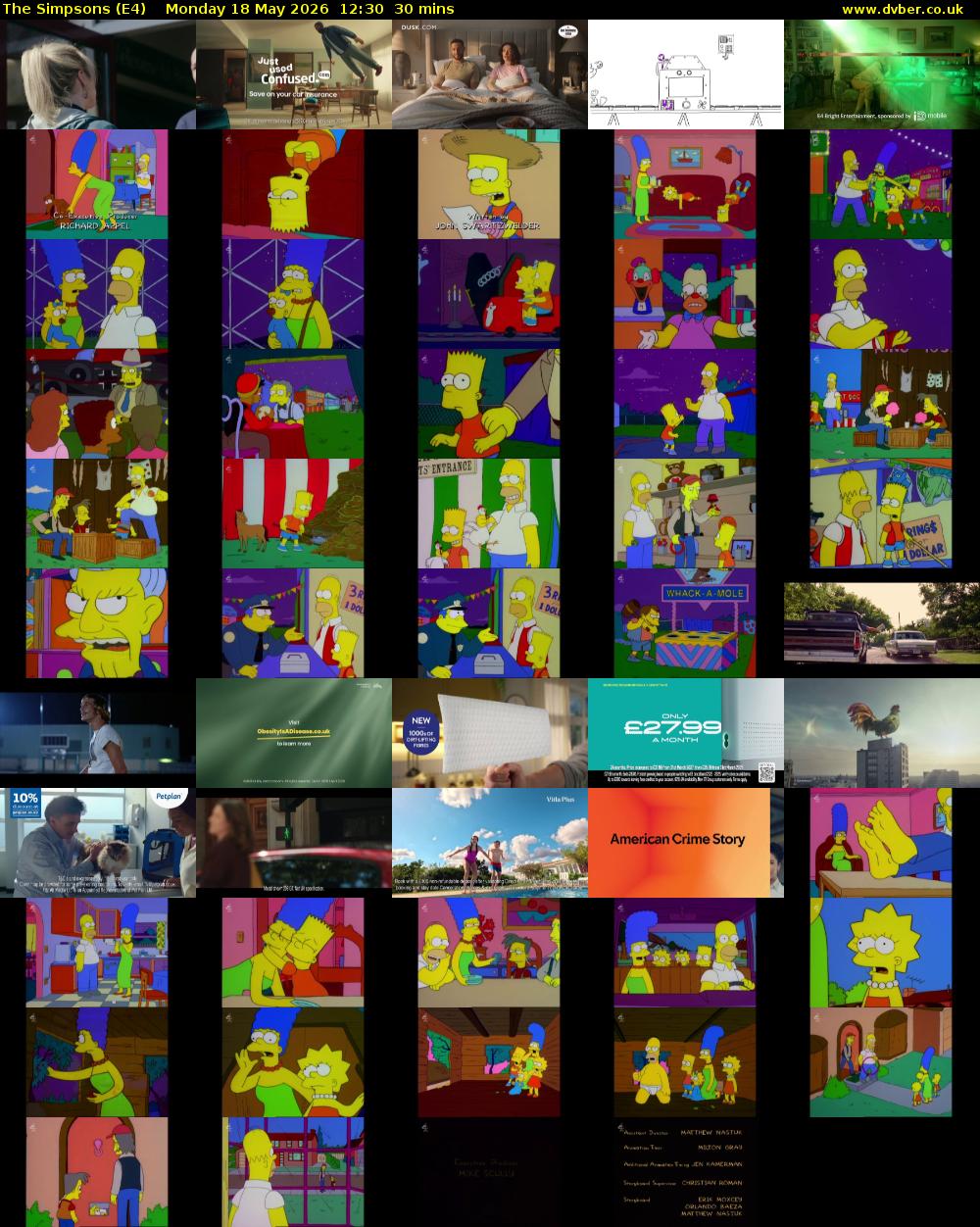 The Simpsons (E4) Monday 18 May 2026 12:30 - 13:00