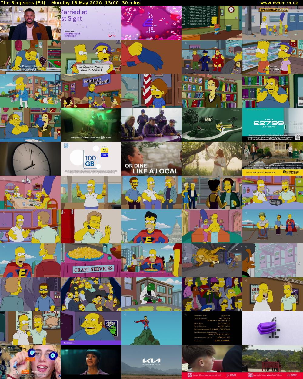 The Simpsons (E4) Monday 18 May 2026 13:00 - 13:30