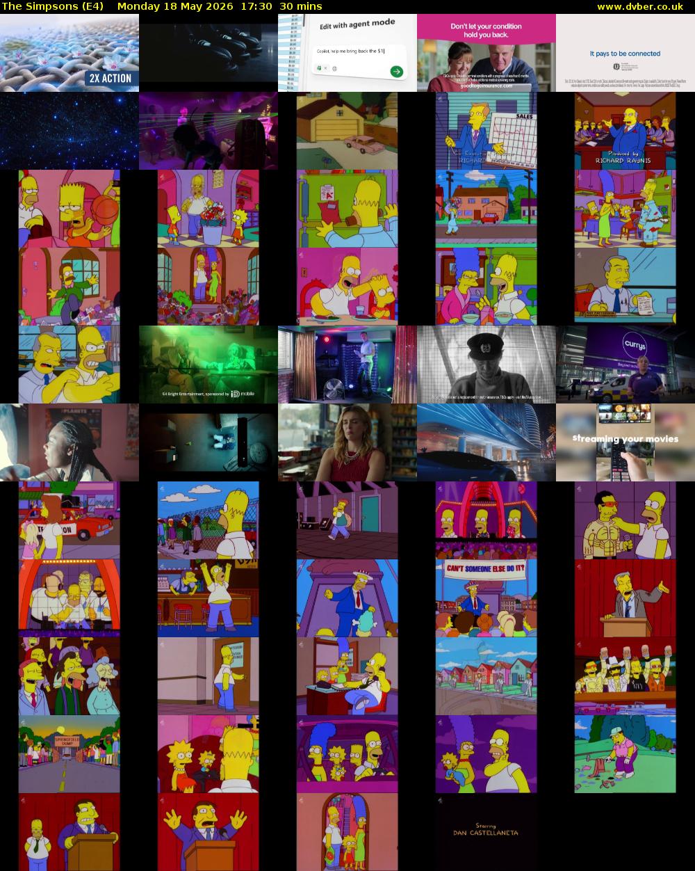 The Simpsons (E4) Monday 18 May 2026 17:30 - 18:00