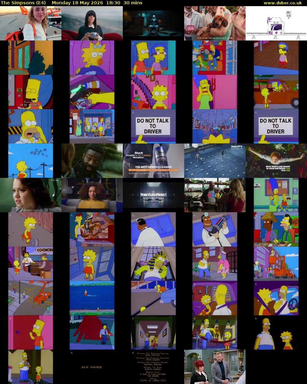 The Simpsons (E4) Monday 18 May 2026 18:30 - 19:00