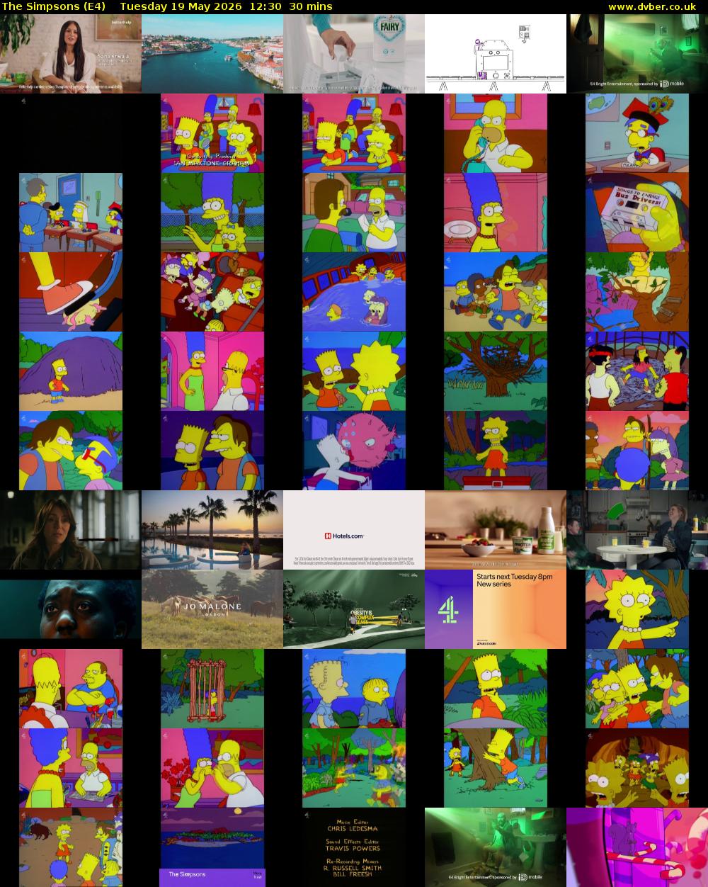 The Simpsons (E4) Tuesday 19 May 2026 12:30 - 13:00