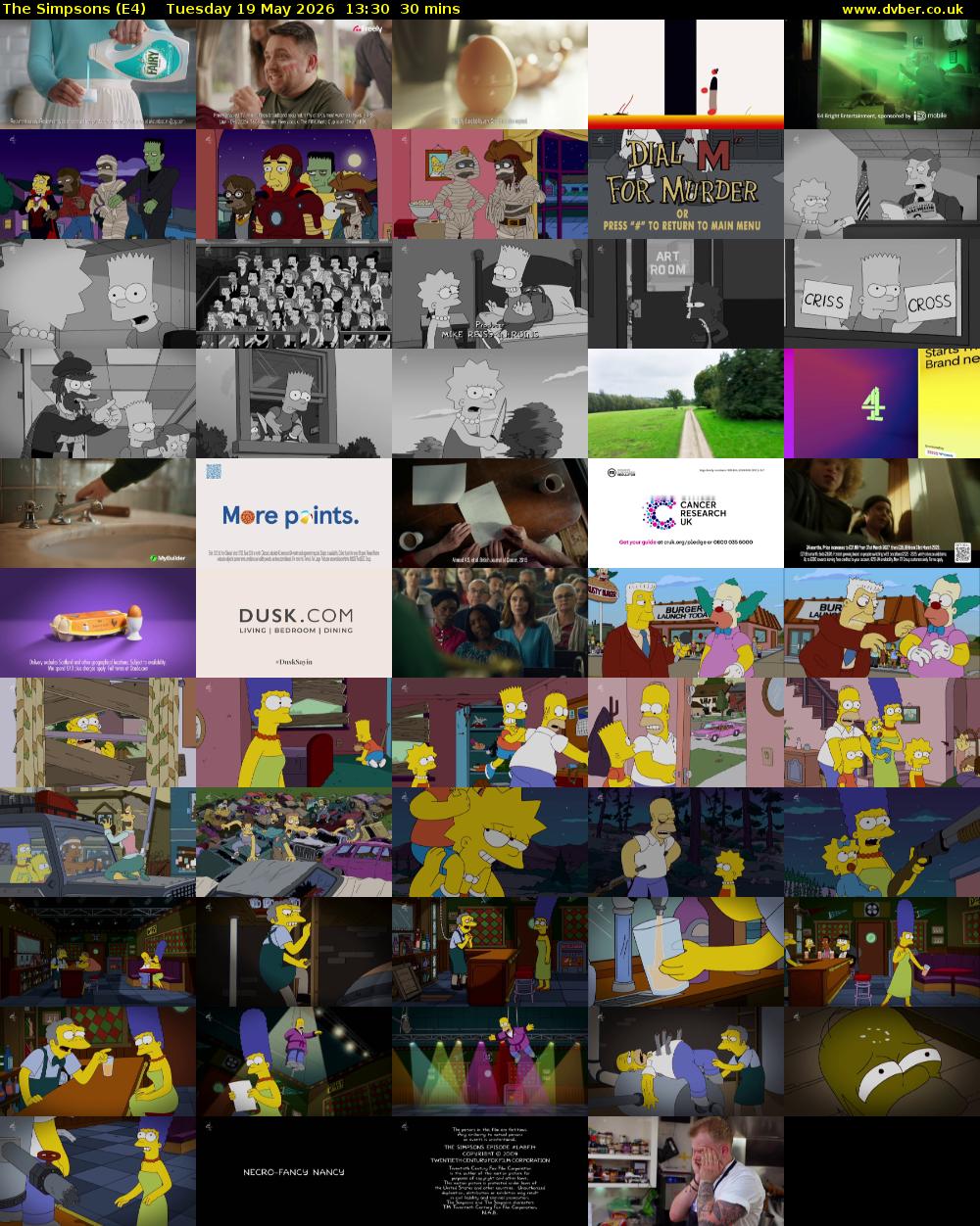 The Simpsons (E4) Tuesday 19 May 2026 13:30 - 14:00