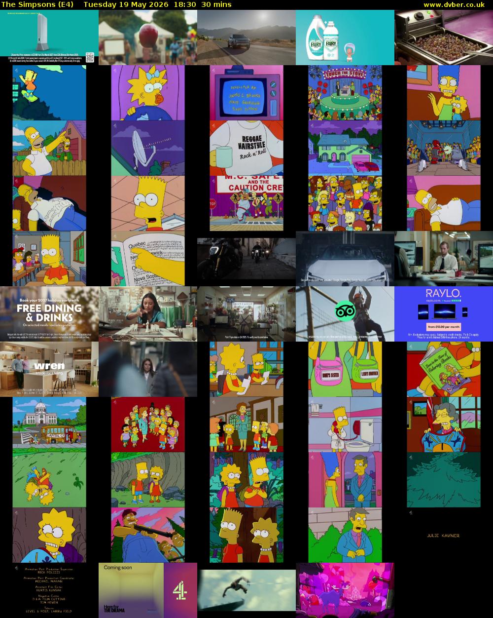 The Simpsons (E4) Tuesday 19 May 2026 18:30 - 19:00