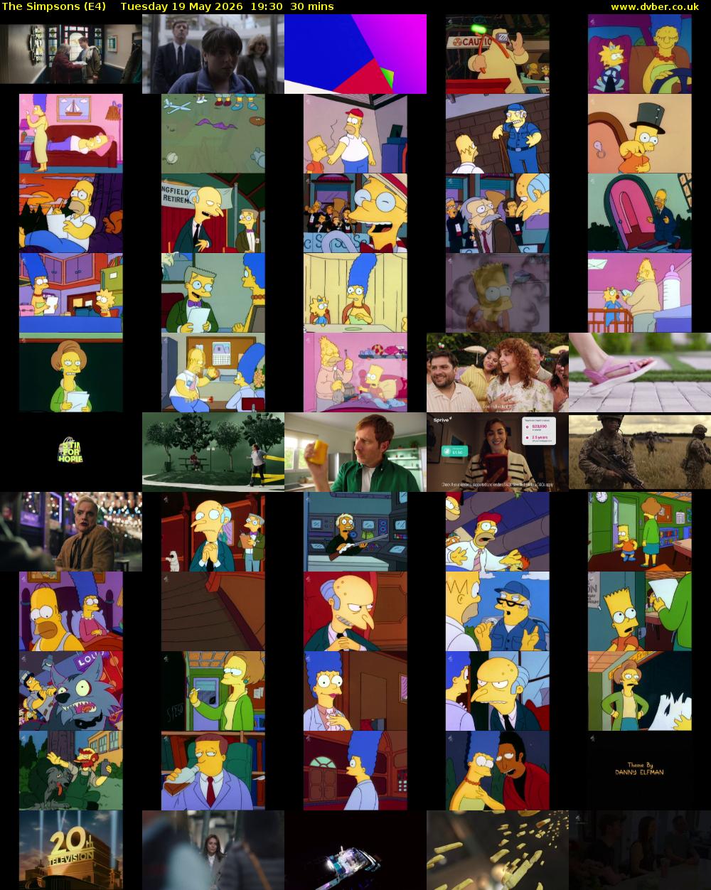 The Simpsons (E4) Tuesday 19 May 2026 19:30 - 20:00