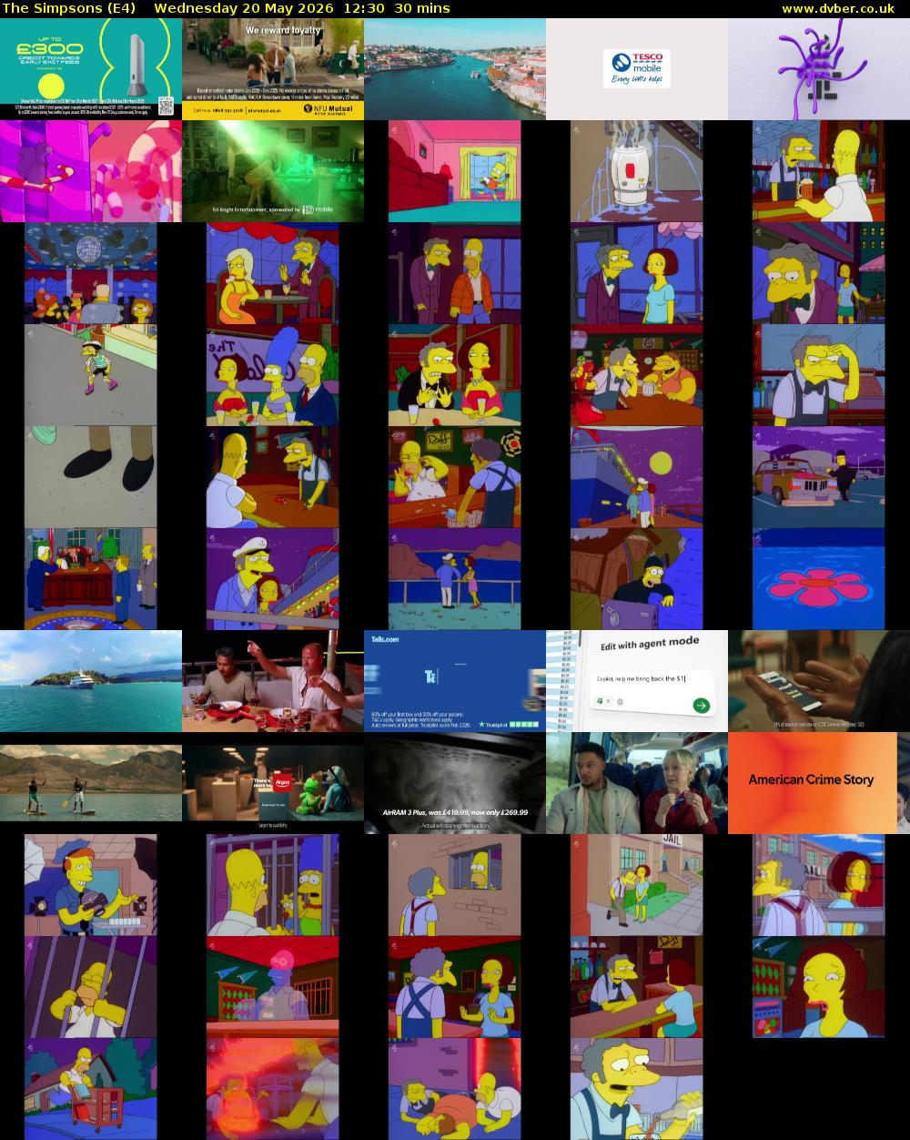 The Simpsons (E4) Wednesday 20 May 2026 12:30 - 13:00