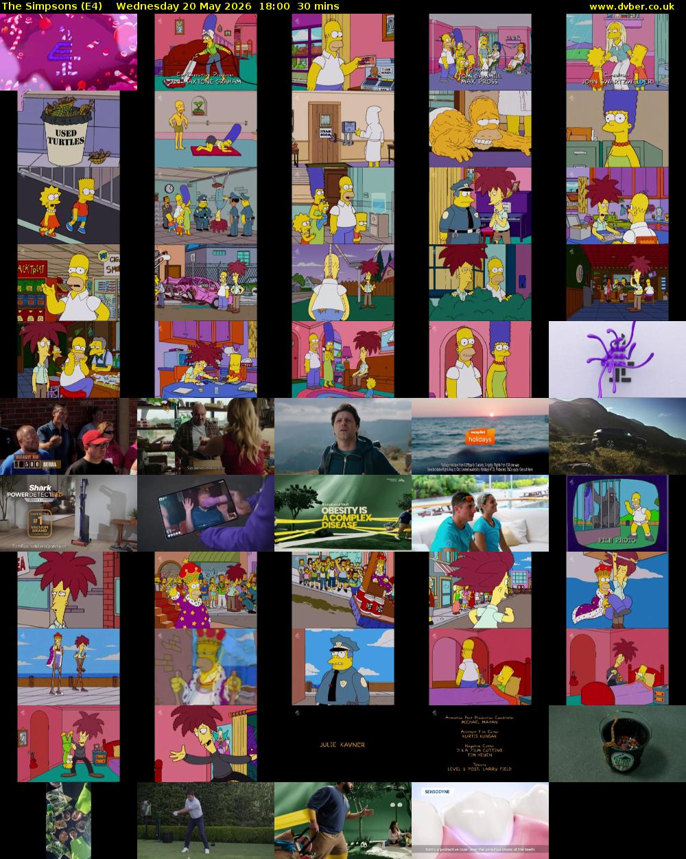 The Simpsons (E4) Wednesday 20 May 2026 18:00 - 18:30