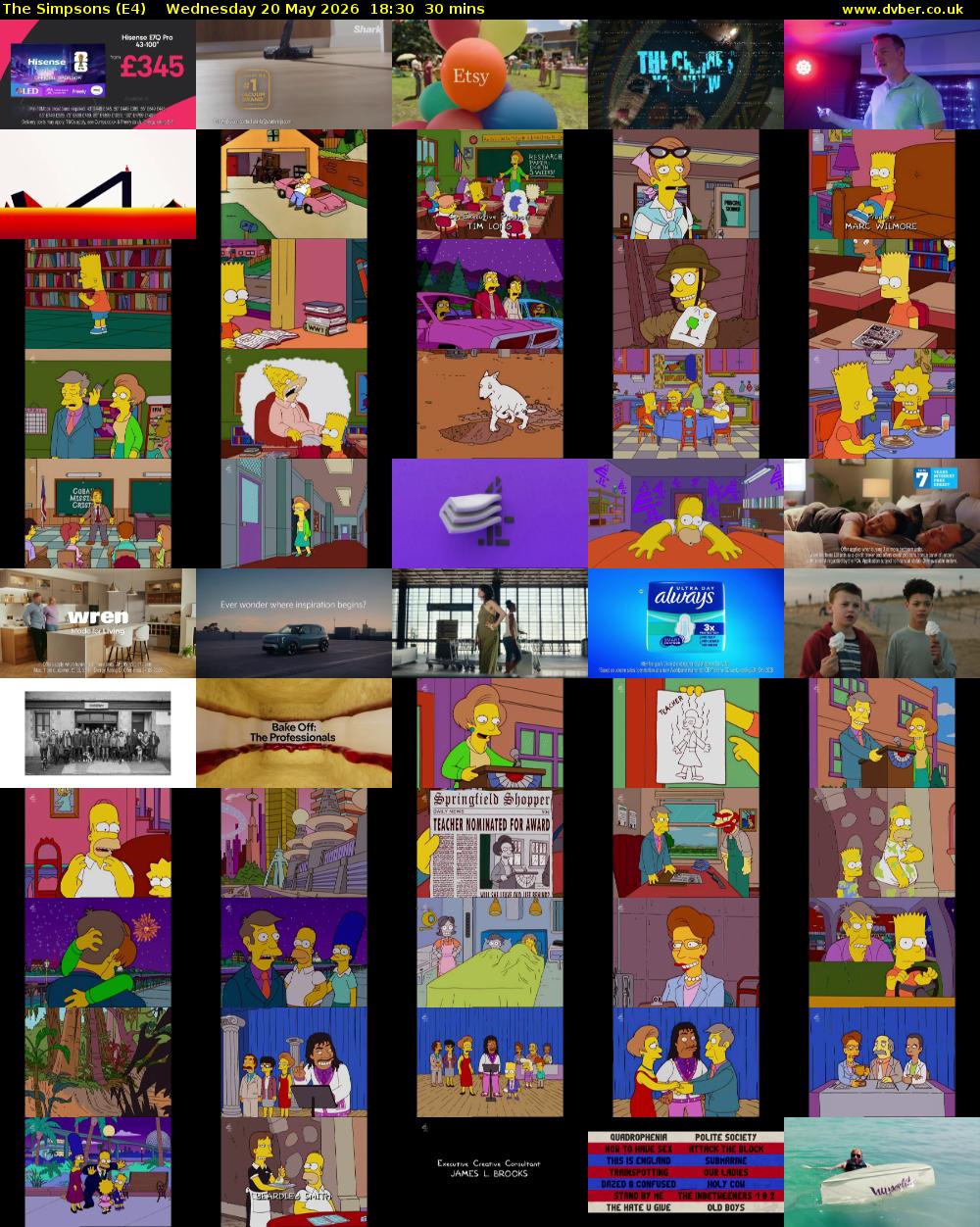 The Simpsons (E4) Wednesday 20 May 2026 18:30 - 19:00