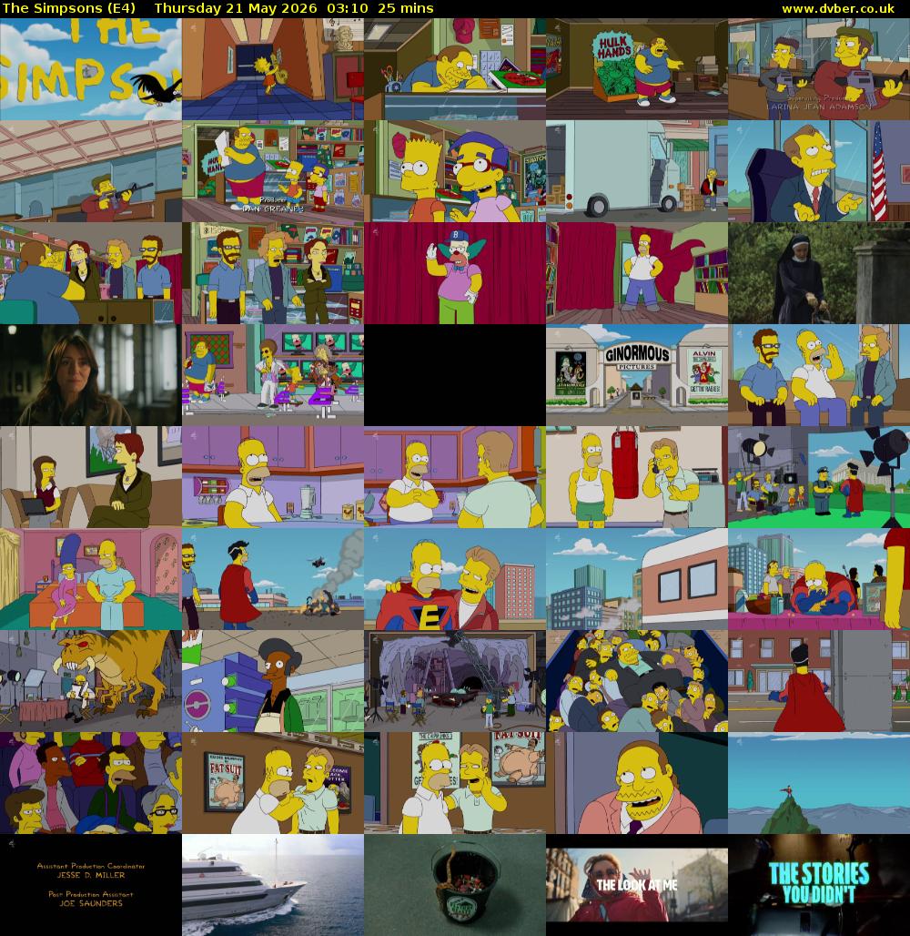 The Simpsons (E4) Thursday 21 May 2026 03:10 - 03:35