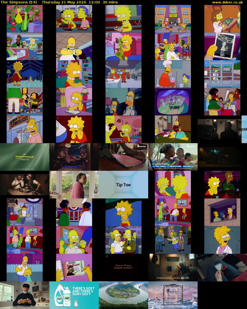 The Simpsons (E4) Thursday 21 May 2026 12:00 - 12:30