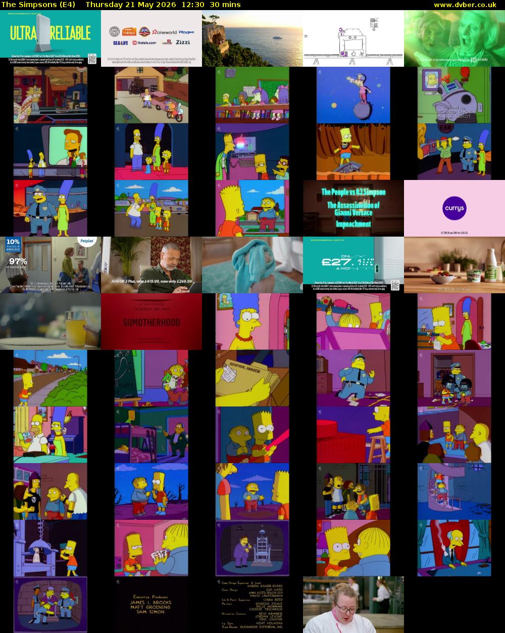 The Simpsons (E4) Thursday 21 May 2026 12:30 - 13:00