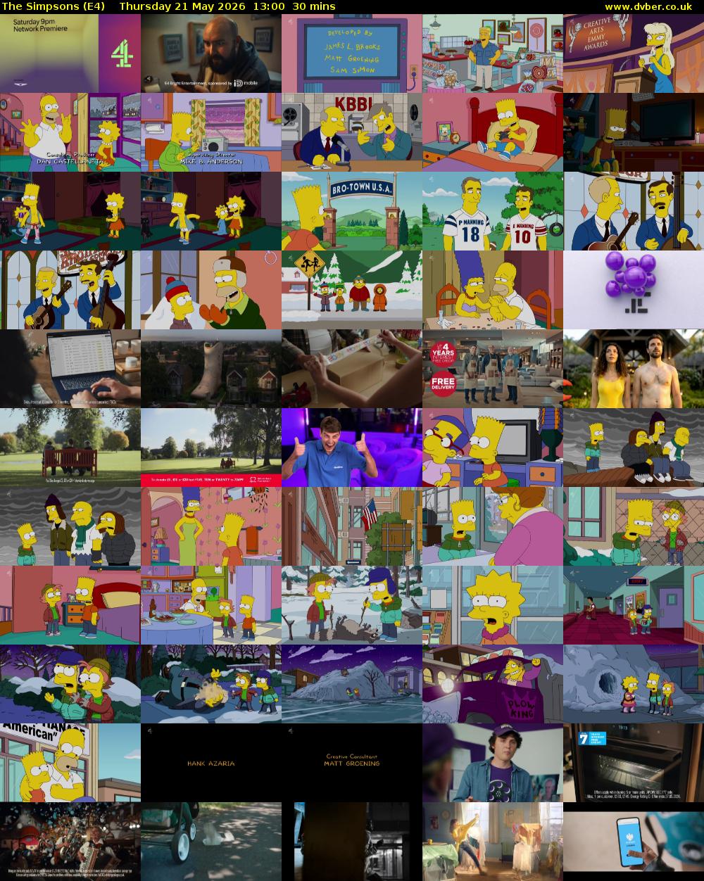 The Simpsons (E4) Thursday 21 May 2026 13:00 - 13:30