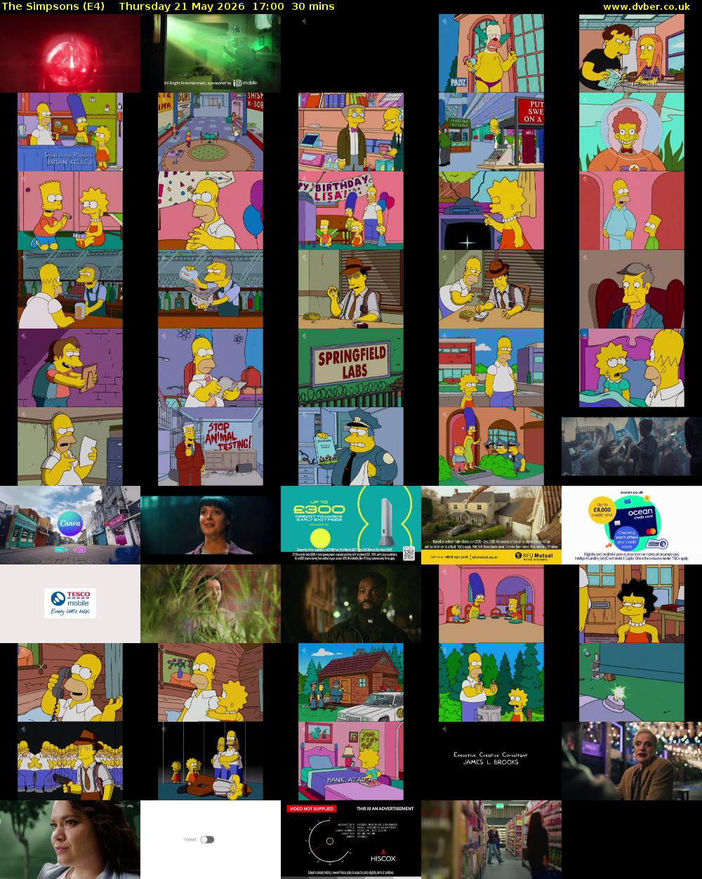 The Simpsons (E4) Thursday 21 May 2026 17:00 - 17:30