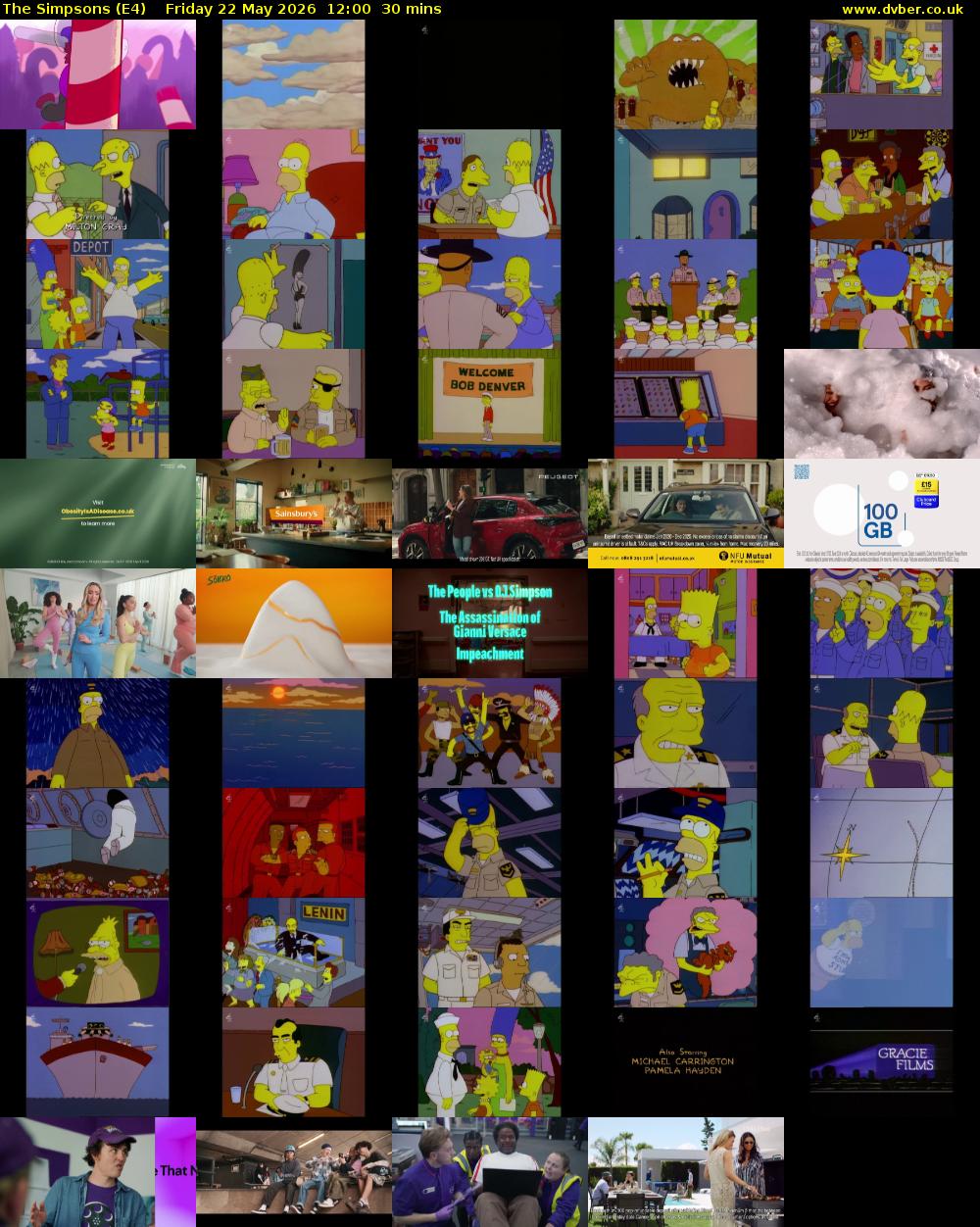 The Simpsons (E4) Friday 22 May 2026 12:00 - 12:30