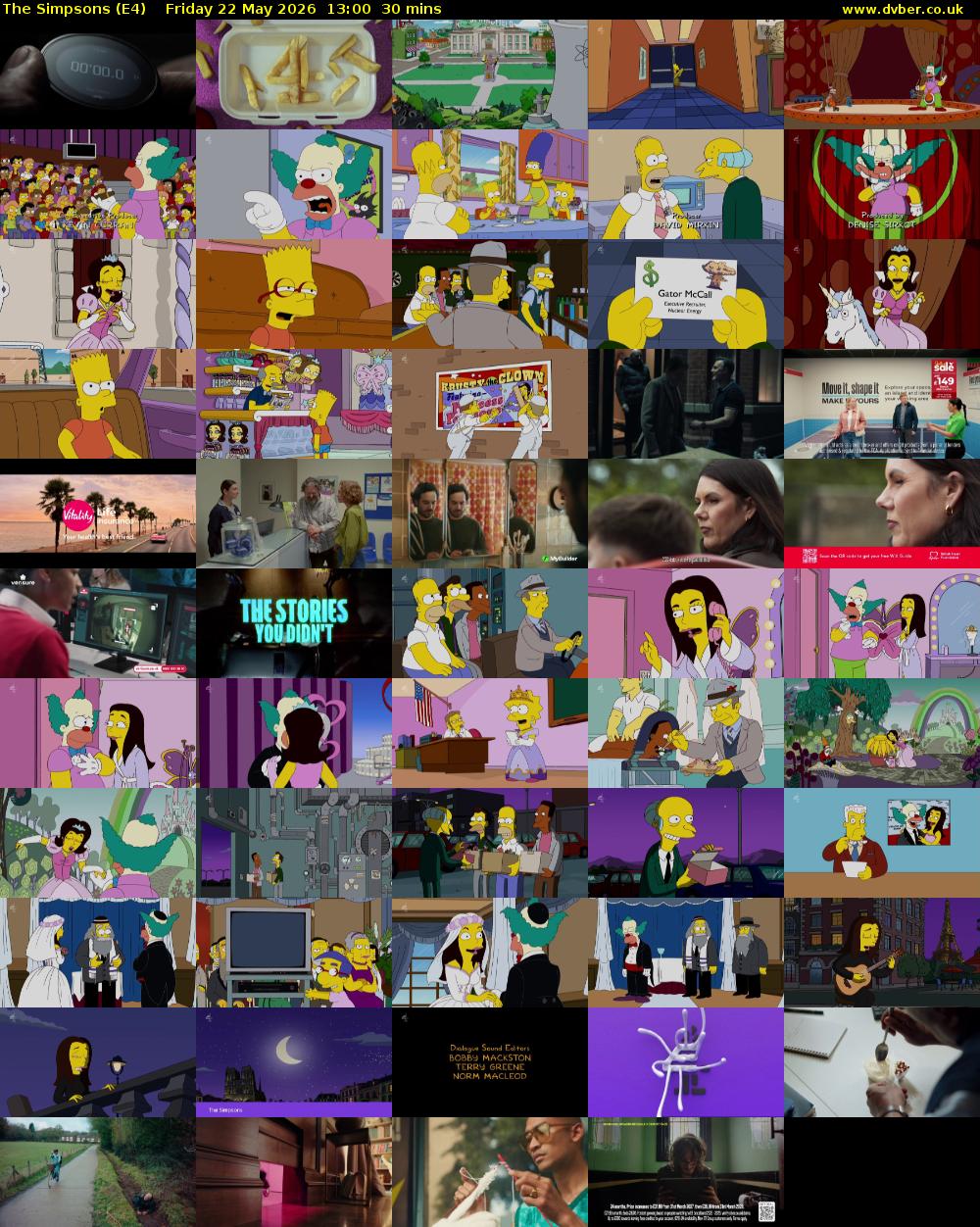 The Simpsons (E4) Friday 22 May 2026 13:00 - 13:30