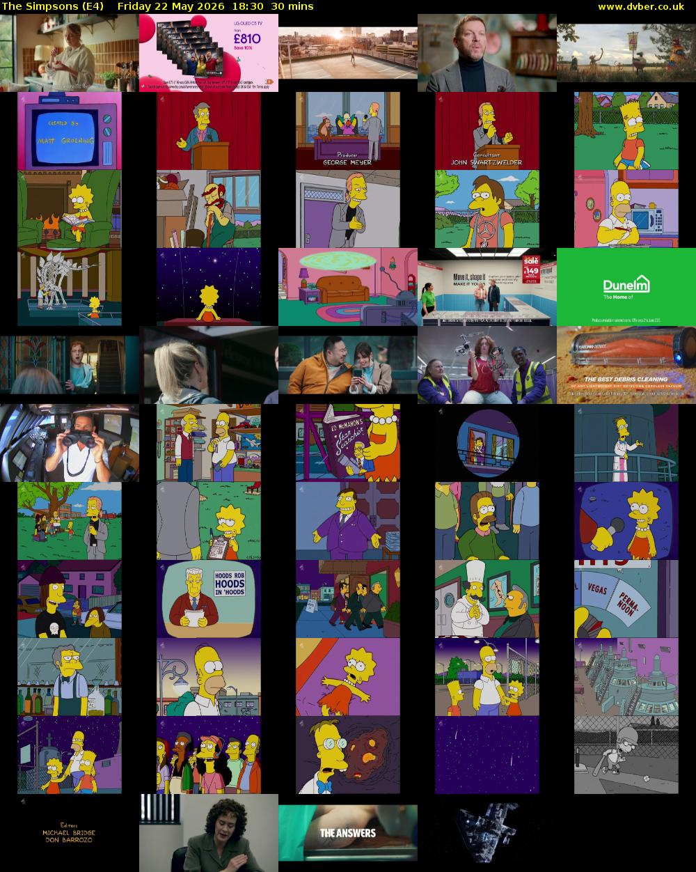 The Simpsons (E4) Friday 22 May 2026 18:30 - 19:00