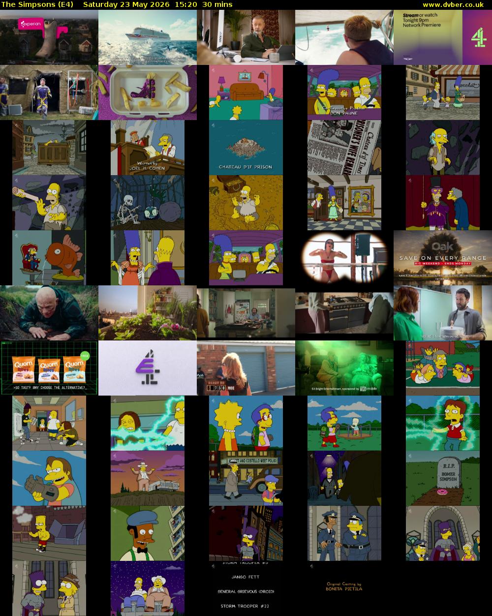 The Simpsons (E4) Saturday 23 May 2026 15:20 - 15:50