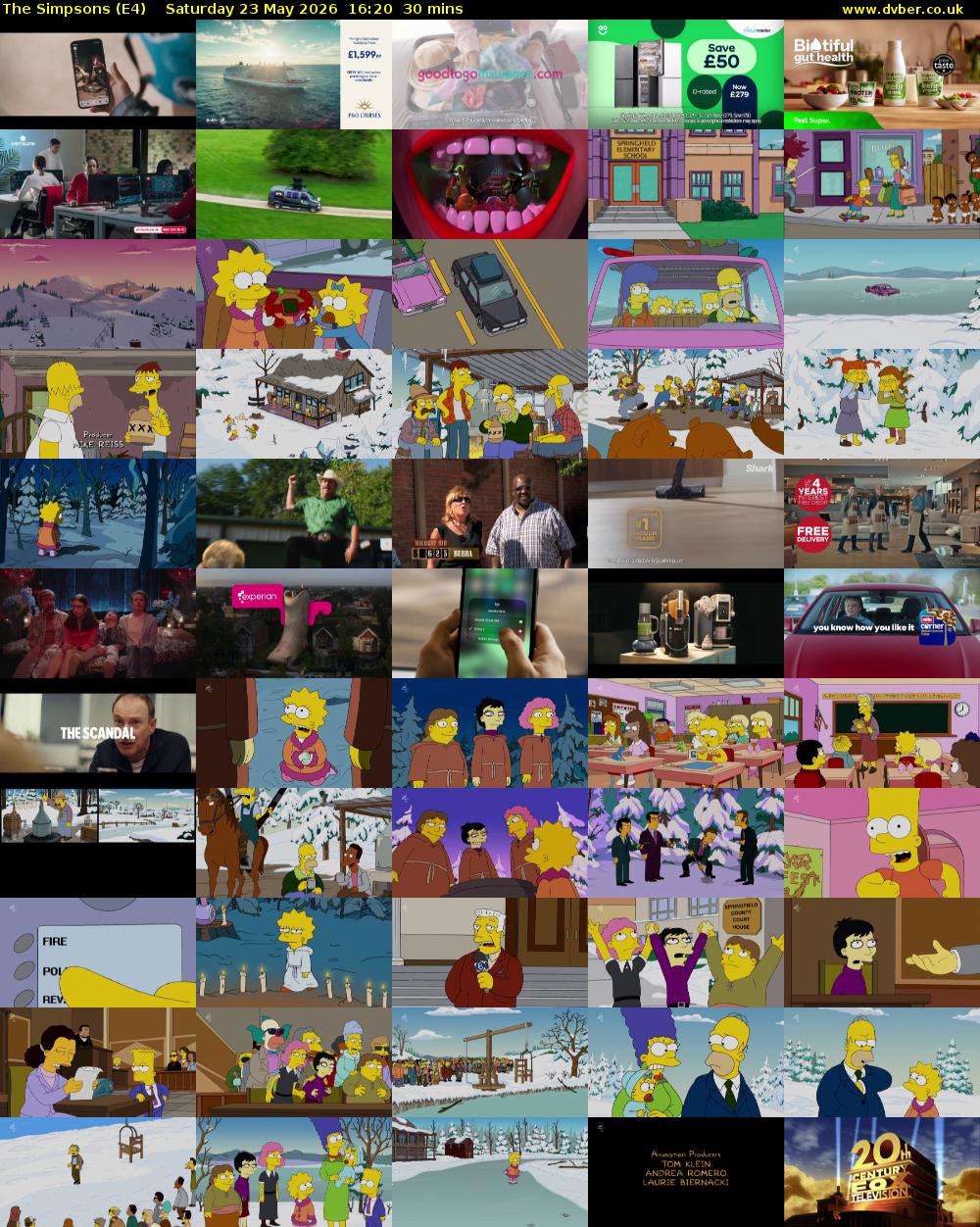 The Simpsons (E4) Saturday 23 May 2026 16:20 - 16:50