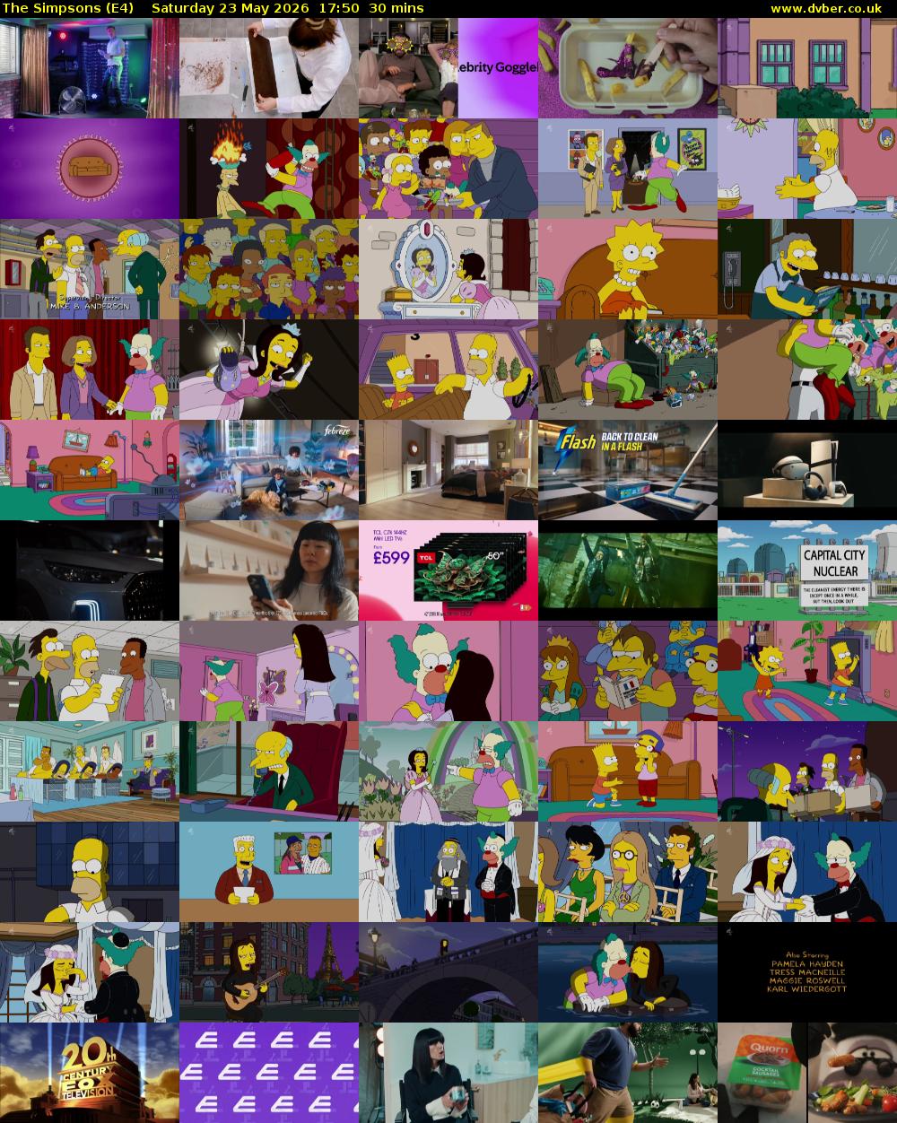 The Simpsons (E4) Saturday 23 May 2026 17:50 - 18:20