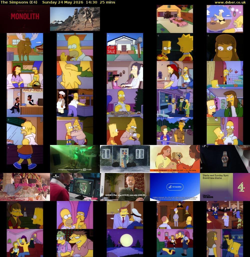 The Simpsons (E4) Sunday 24 May 2026 14:30 - 14:55