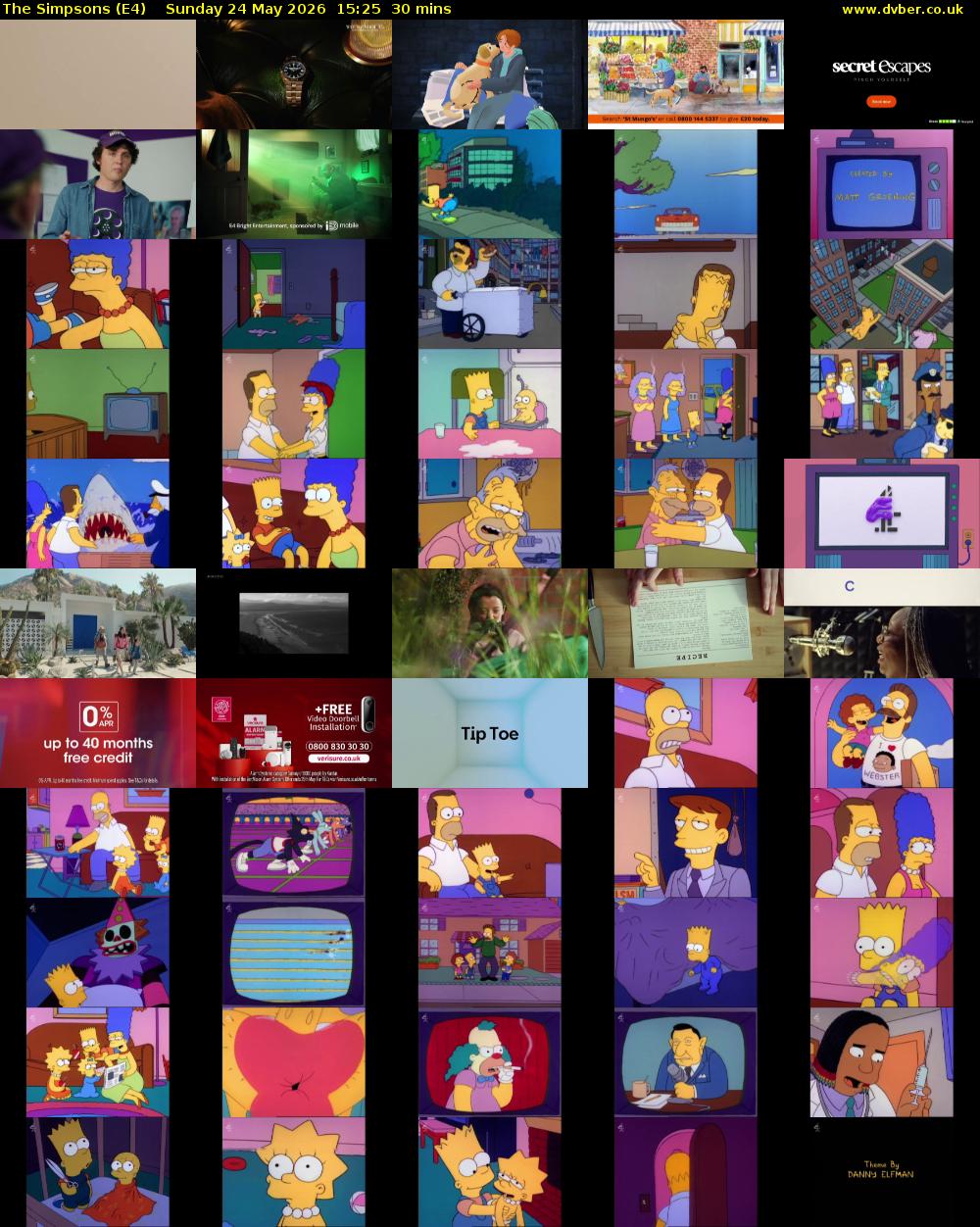 The Simpsons (E4) Sunday 24 May 2026 15:25 - 15:55