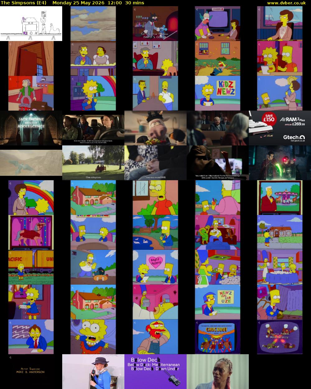 The Simpsons (E4) Monday 25 May 2026 12:00 - 12:30