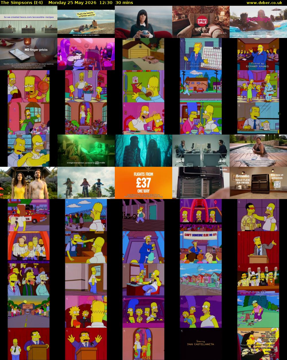 The Simpsons (E4) Monday 25 May 2026 12:30 - 13:00