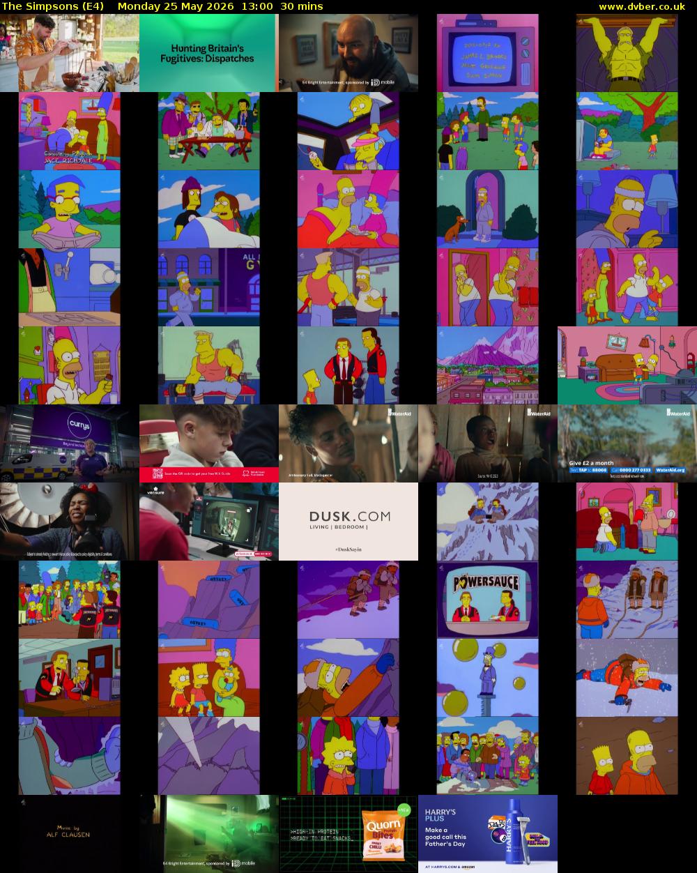 The Simpsons (E4) Monday 25 May 2026 13:00 - 13:30