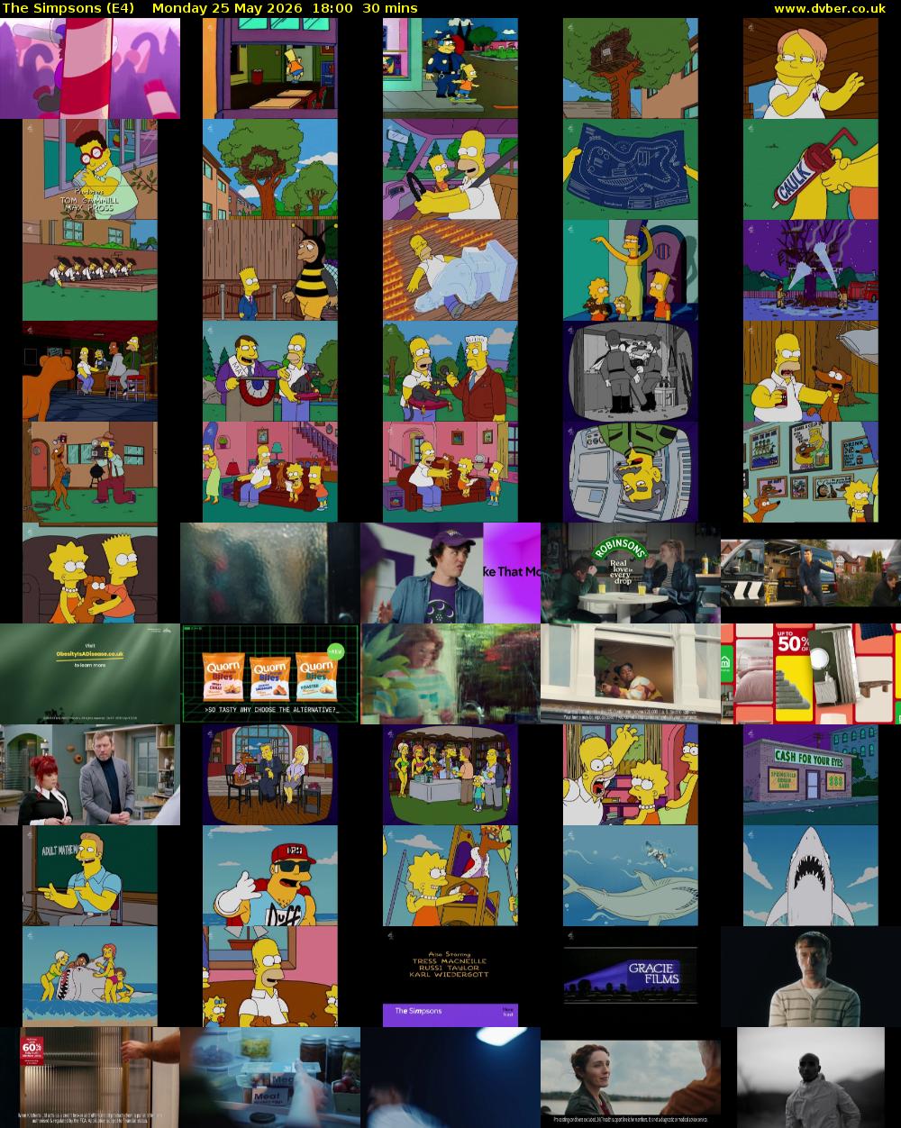 The Simpsons (E4) Monday 25 May 2026 18:00 - 18:30