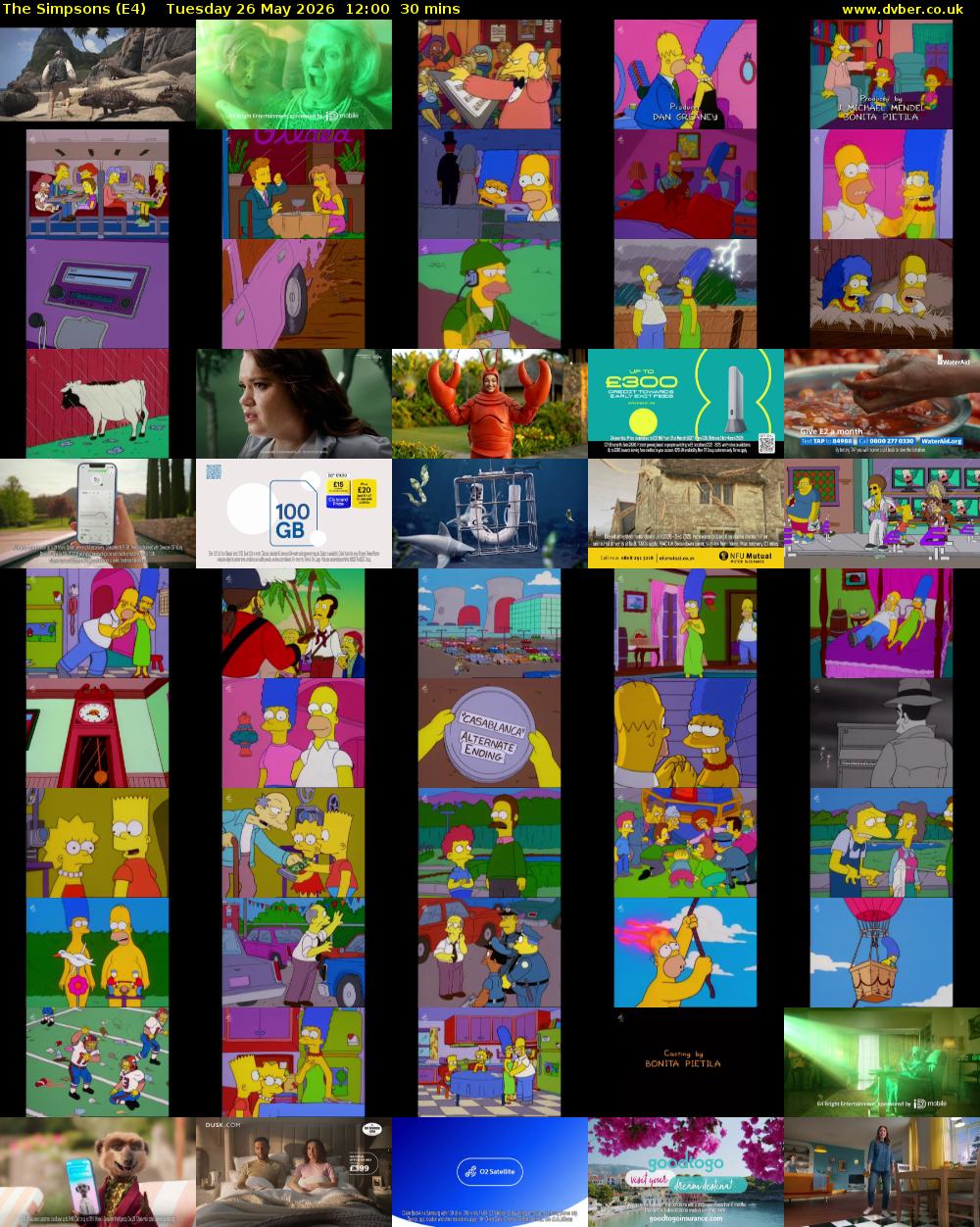 The Simpsons (E4) Tuesday 26 May 2026 12:00 - 12:30