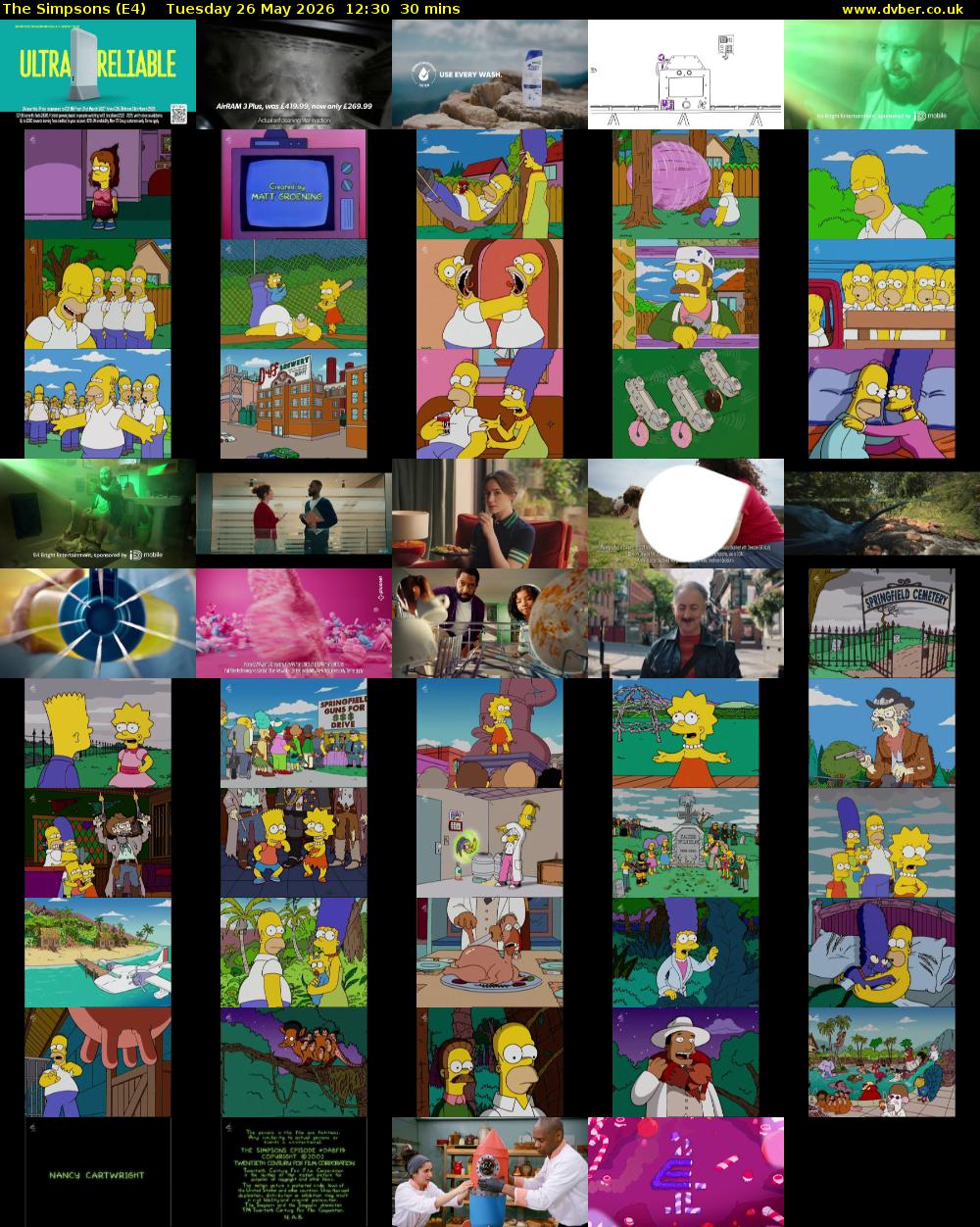 The Simpsons (E4) Tuesday 26 May 2026 12:30 - 13:00